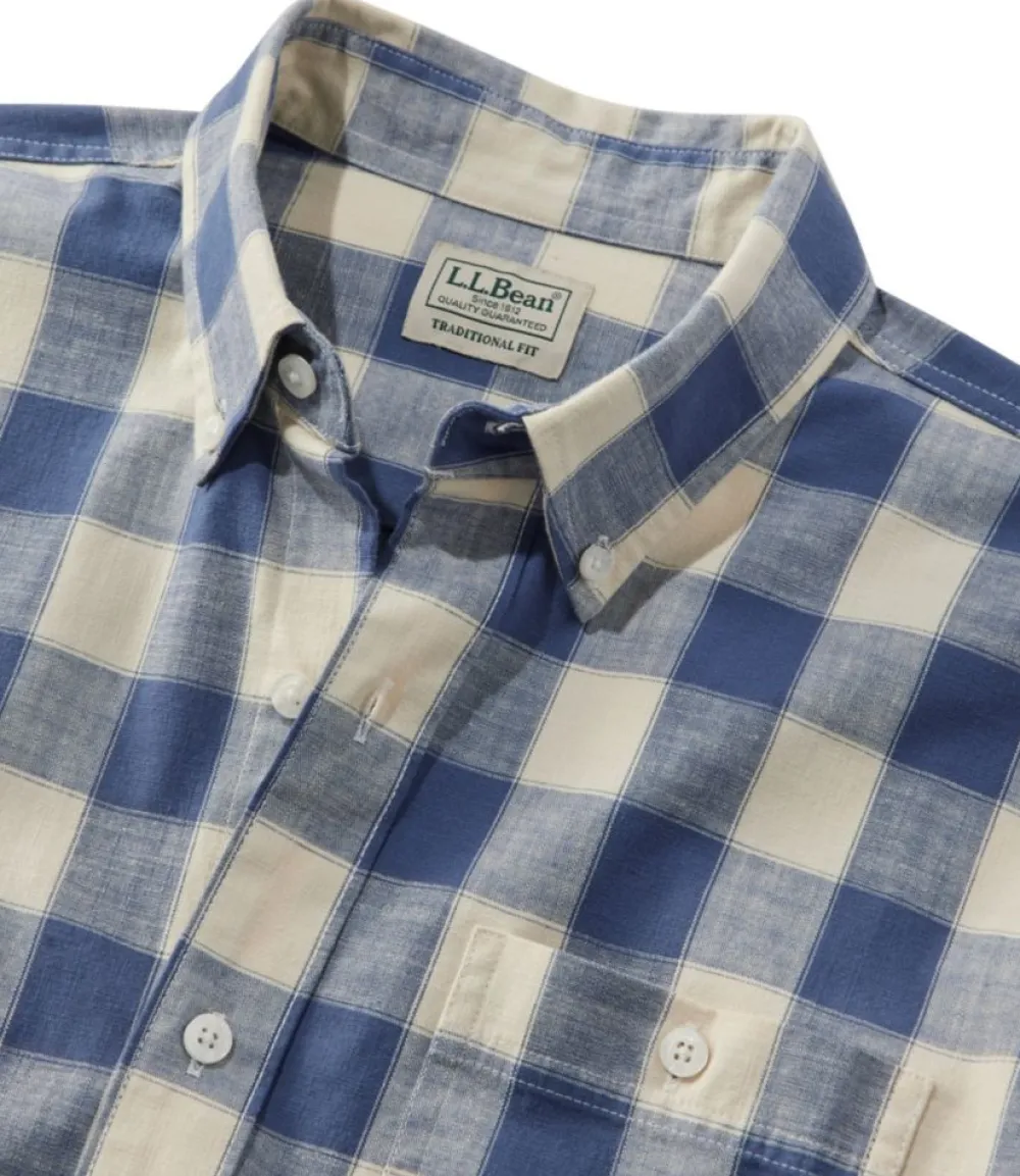 "Men's Comfort Stretch Chambray Shirt, Traditional Untucked Fit, Long-Sleeve, Print"-L.L.Bean Cheap