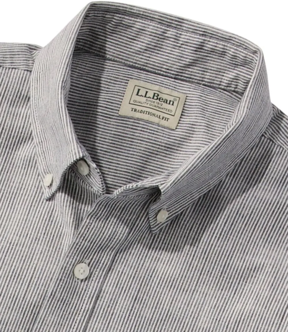 "Men's Comfort Stretch Chambray Shirt, Traditional Untucked Fit, Long-Sleeve, Stripe"-L.L.Bean Clearance