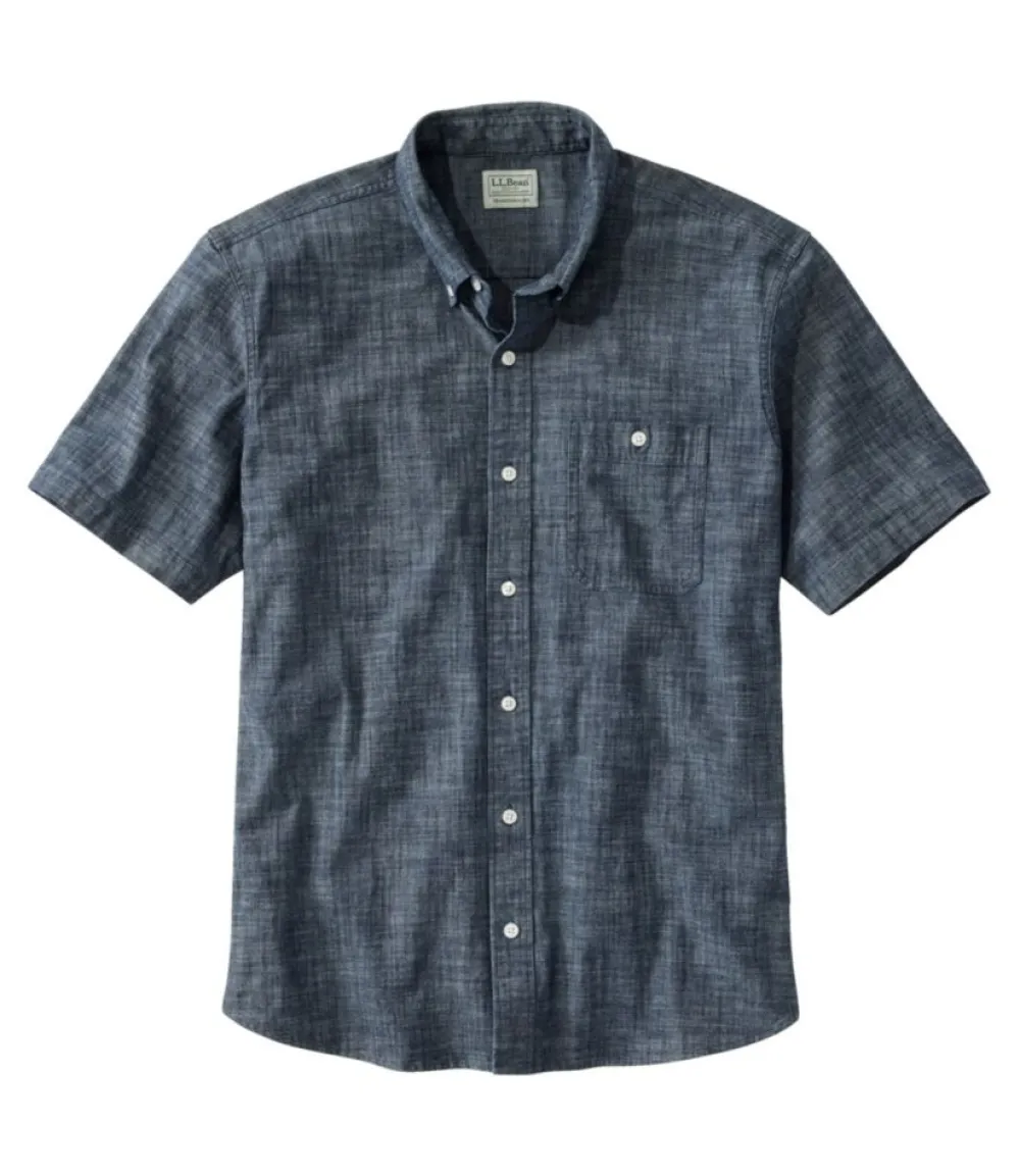 "Men's Comfort Stretch Chambray Shirt, Traditional Untucked Fit, Short-Sleeve"-L.L.Bean Shop