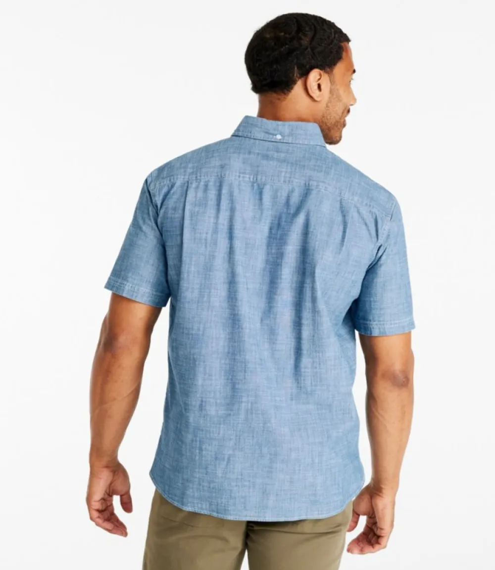 "Men's Comfort Stretch Chambray Shirt, Traditional Untucked Fit, Short-Sleeve"-L.L.Bean Shop