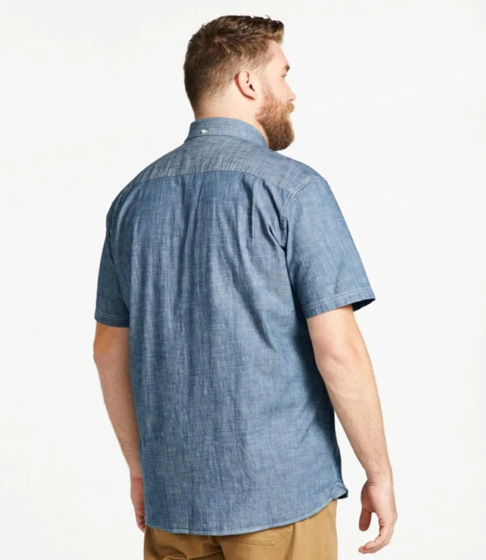 "Men's Comfort Stretch Chambray Shirt, Traditional Untucked Fit, Short-Sleeve"-L.L.Bean Shop