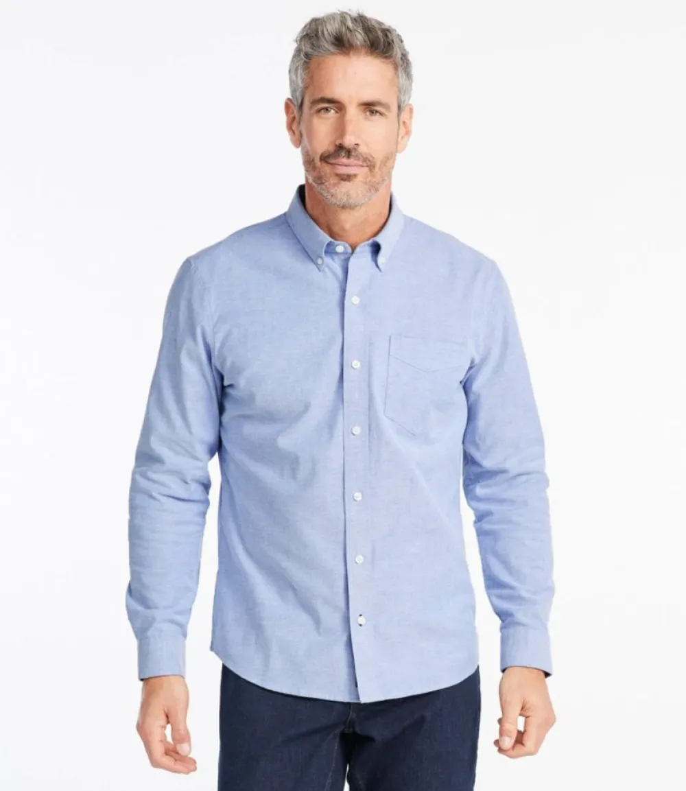 "Men's Comfort Stretch Oxford Shirt, Slightly Fitted Untucked Fit"-L.L.Bean Fashion