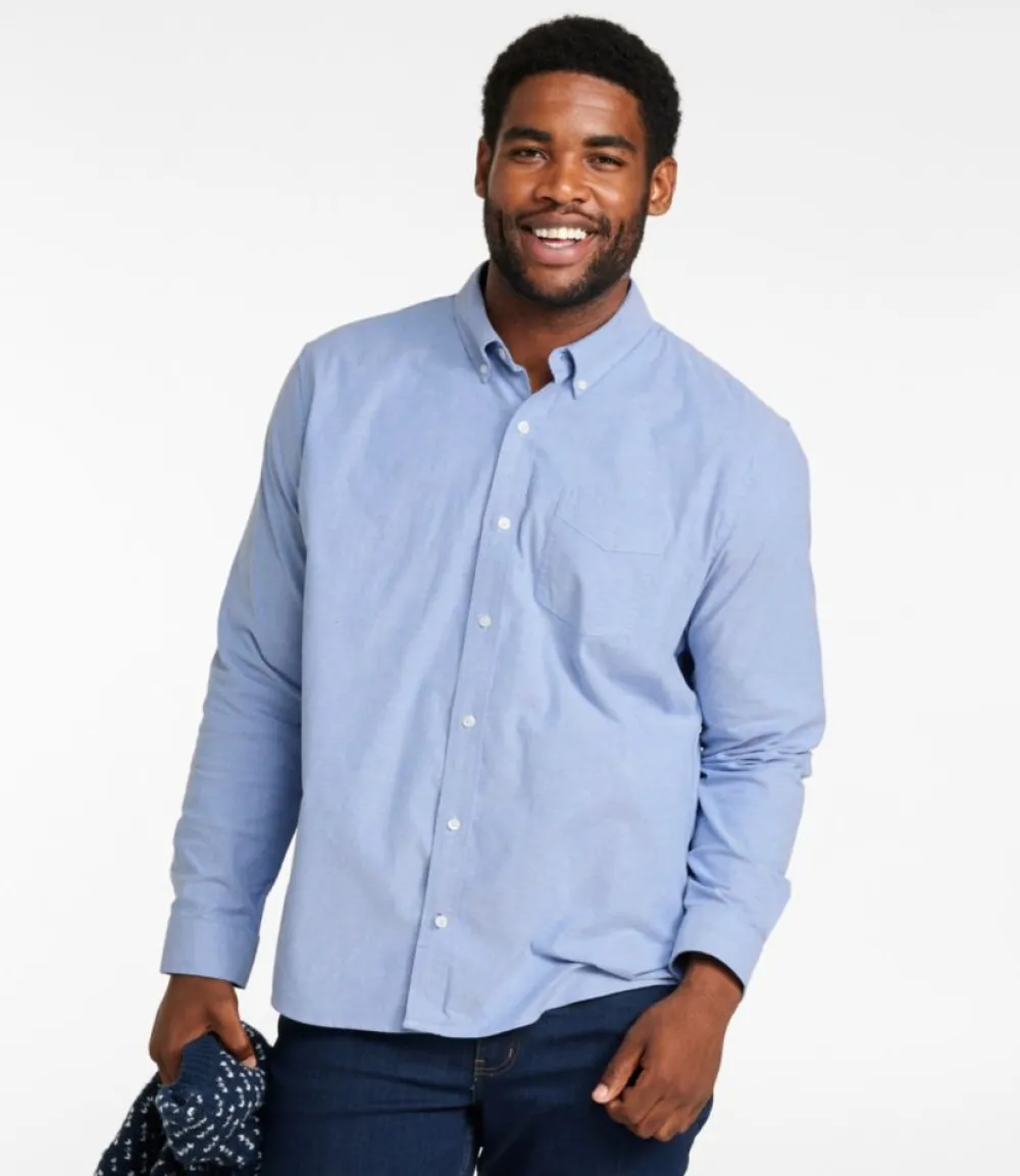 "Men's Comfort Stretch Oxford Shirt, Slightly Fitted Untucked Fit"-L.L.Bean Fashion