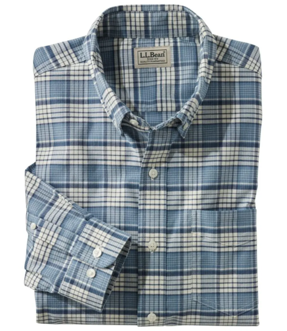 "Men's Comfort Stretch Oxford Shirt, Slightly Fitted Untucked Fit, Plaid"-L.L.Bean Best