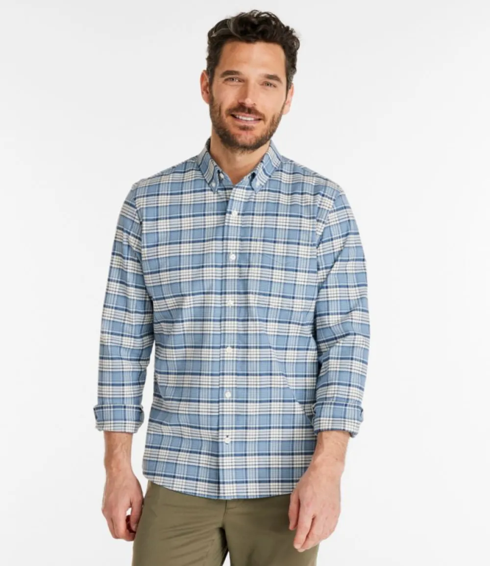"Men's Comfort Stretch Oxford Shirt, Slightly Fitted Untucked Fit, Plaid"-L.L.Bean Best