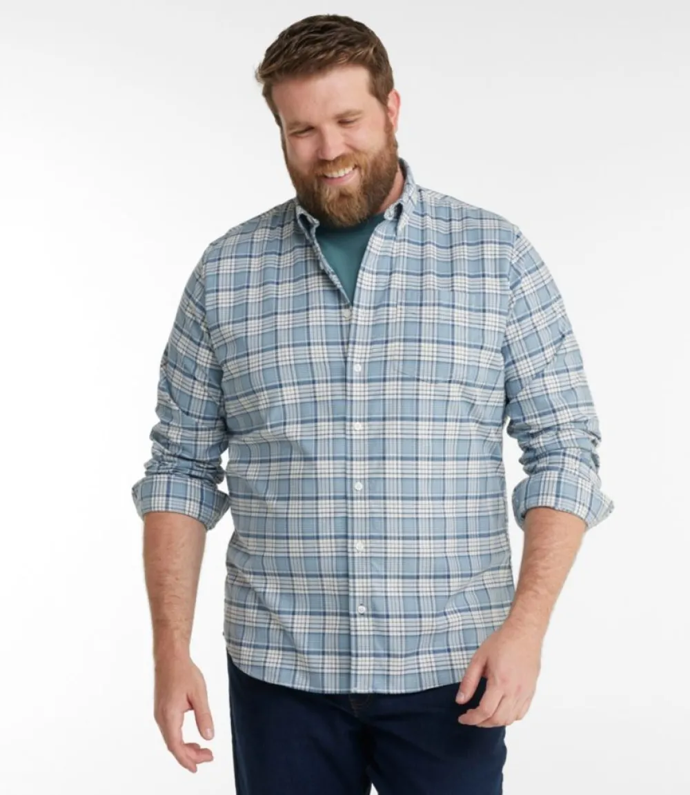 "Men's Comfort Stretch Oxford Shirt, Slightly Fitted Untucked Fit, Plaid"-L.L.Bean Best