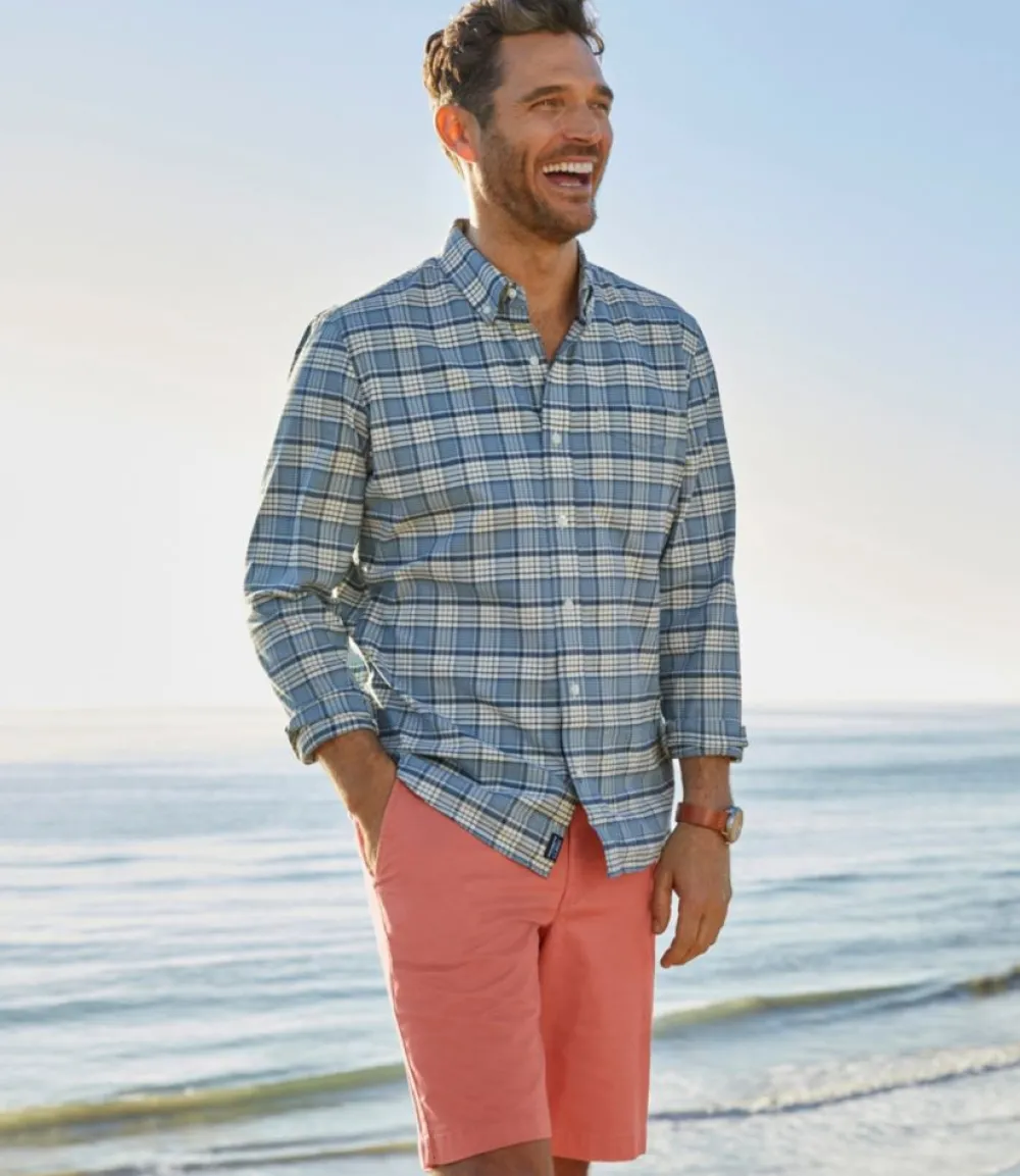 "Men's Comfort Stretch Oxford Shirt, Slightly Fitted Untucked Fit, Plaid"-L.L.Bean Best