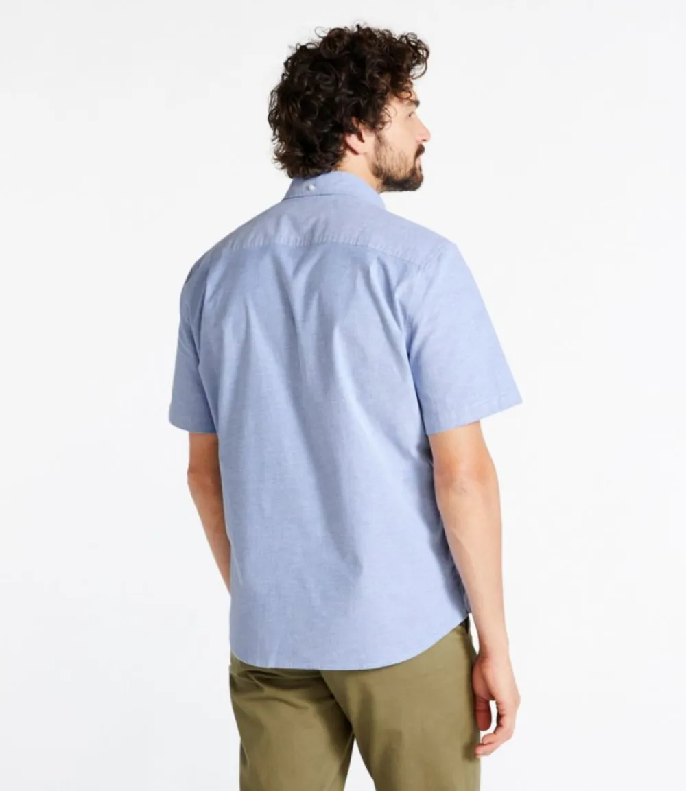 "Men's Comfort Stretch Oxford Shirt, Slightly Fitted Untucked Fit, Short-Sleeve"-L.L.Bean Hot