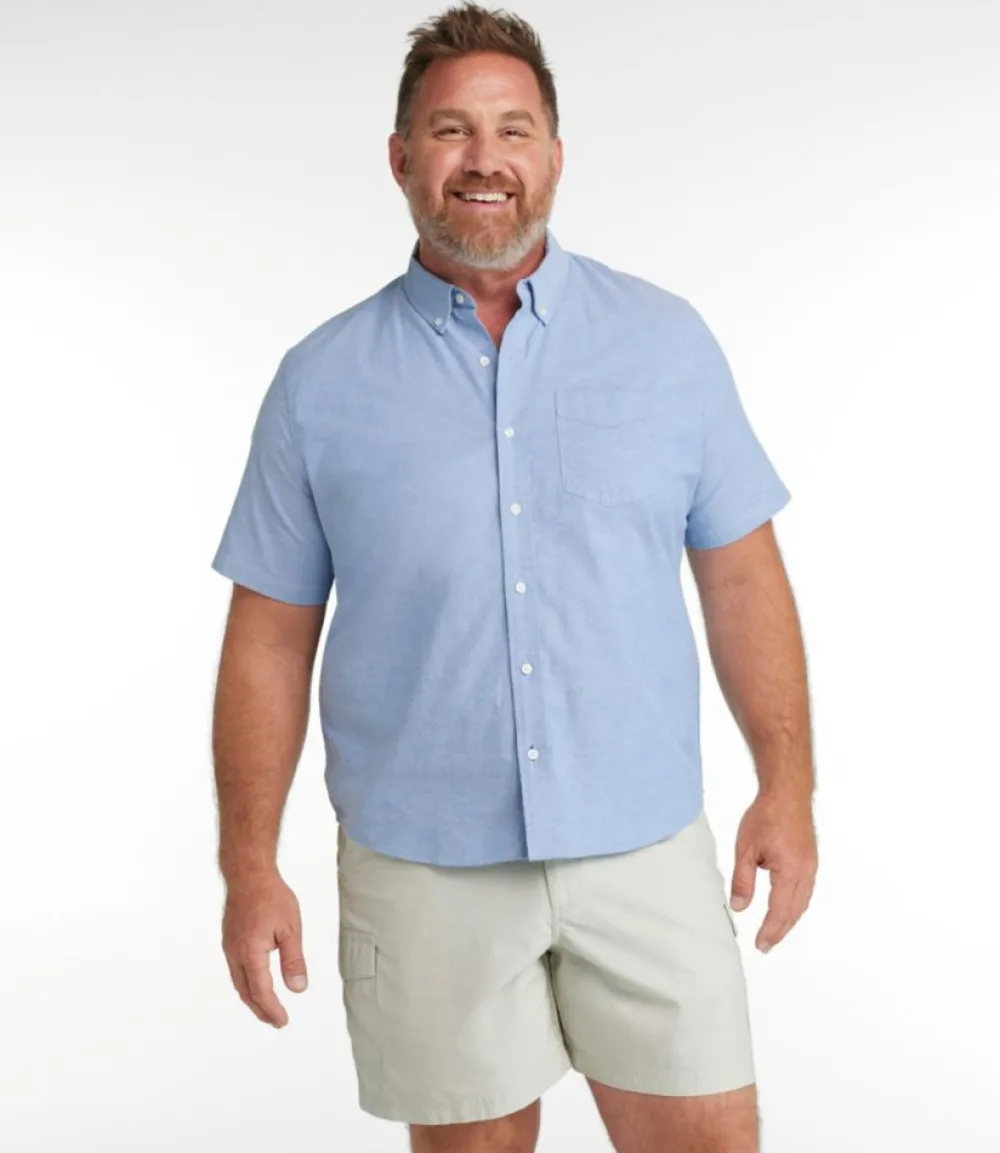 "Men's Comfort Stretch Oxford Shirt, Slightly Fitted Untucked Fit, Short-Sleeve"-L.L.Bean Hot