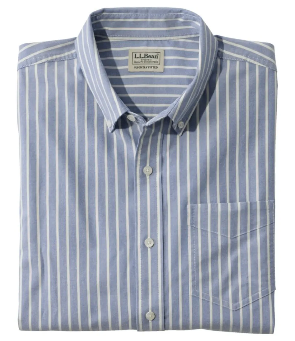 "Men's Comfort Stretch Oxford Shirt, Slightly Fitted Untucked Fit, Stripe"-L.L.Bean Cheap