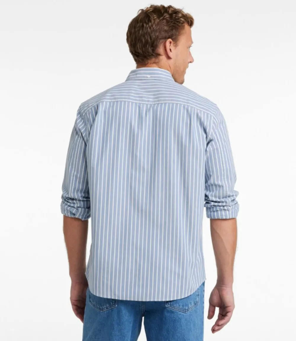 "Men's Comfort Stretch Oxford Shirt, Slightly Fitted Untucked Fit, Stripe"-L.L.Bean Cheap