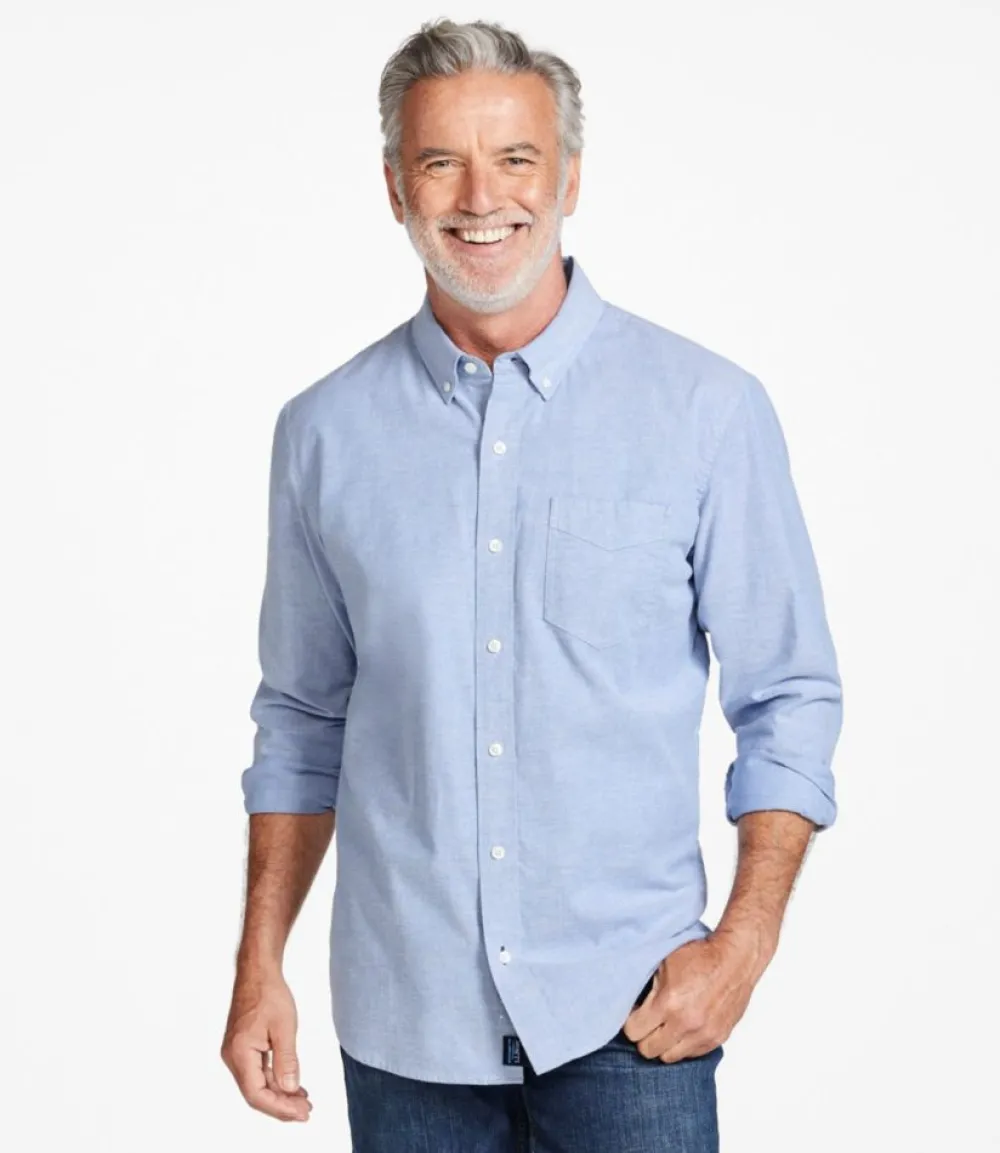 "Men's Comfort Stretch Oxford Shirt, Traditional Untucked Fit"-L.L.Bean Store