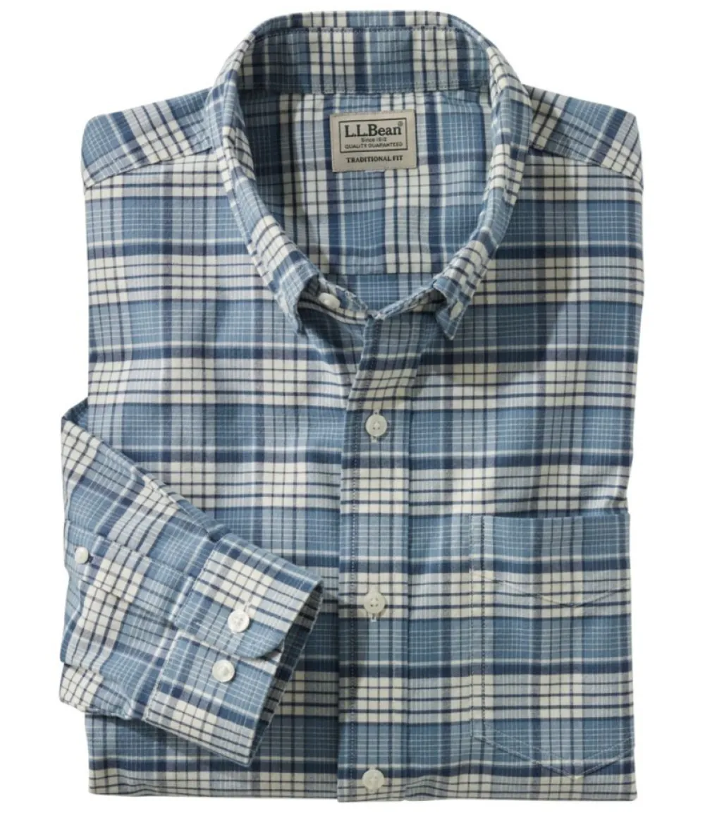 "Men's Comfort Stretch Oxford Shirt, Traditional Untucked Fit, Plaid"-L.L.Bean Online