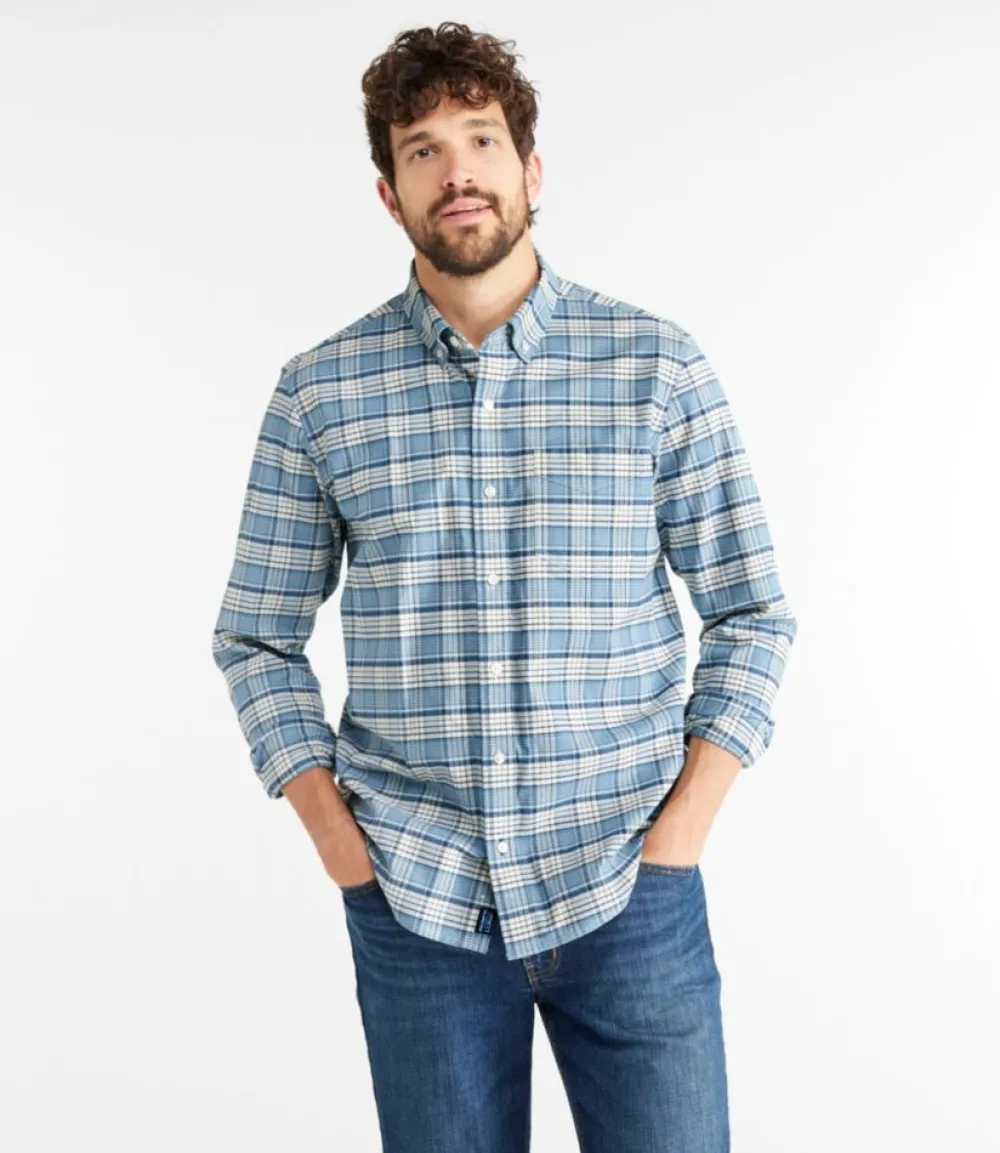 "Men's Comfort Stretch Oxford Shirt, Traditional Untucked Fit, Plaid"-L.L.Bean Online