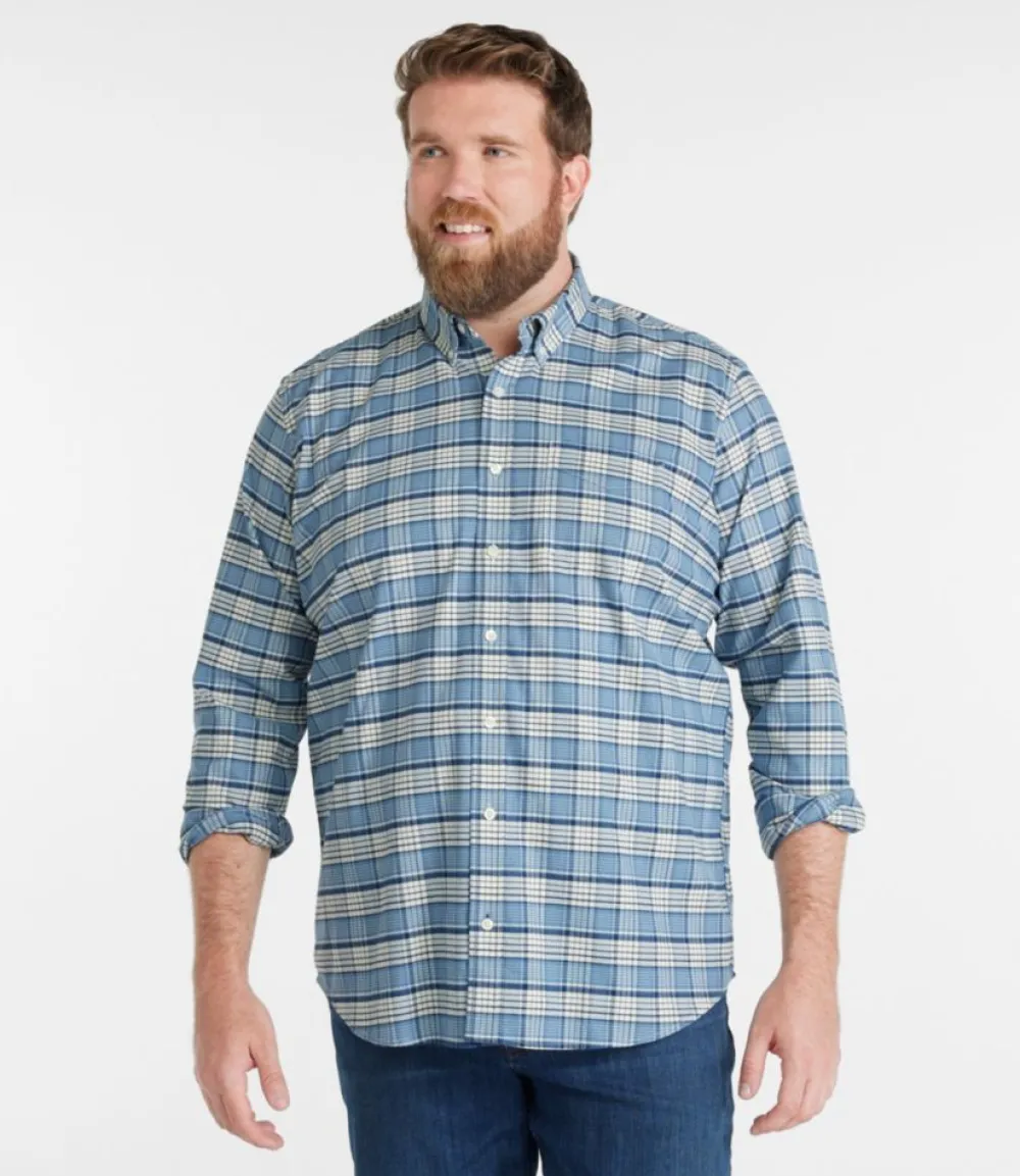"Men's Comfort Stretch Oxford Shirt, Traditional Untucked Fit, Plaid"-L.L.Bean Online