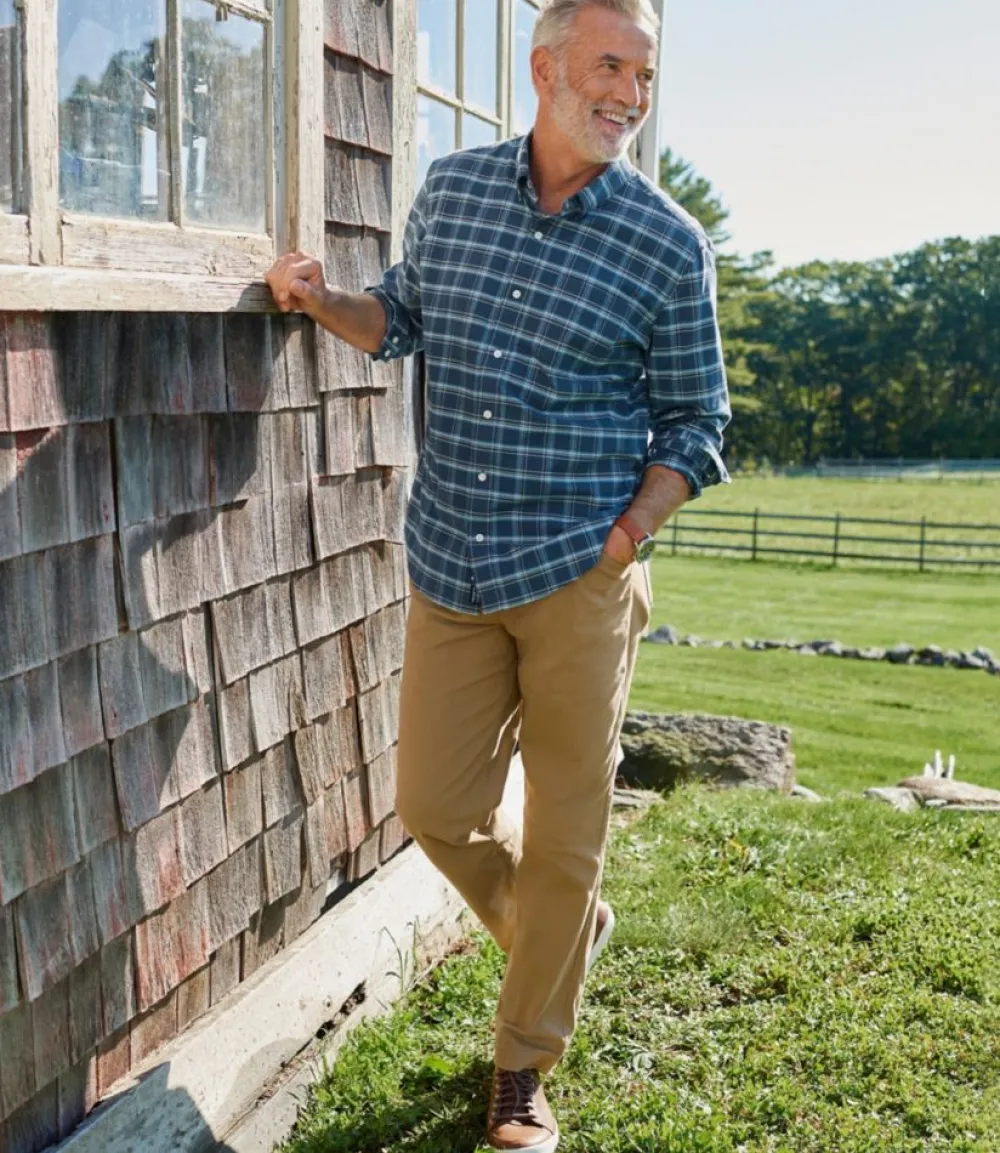 "Men's Comfort Stretch Oxford Shirt, Traditional Untucked Fit, Plaid"-L.L.Bean Online