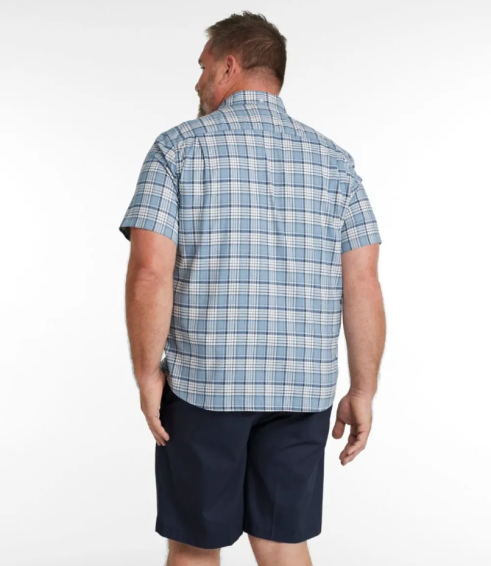 "Men's Comfort Stretch Oxford, Slightly Fitted Untucked Fit, Short-Sleeve, Plaid"-L.L.Bean Cheap