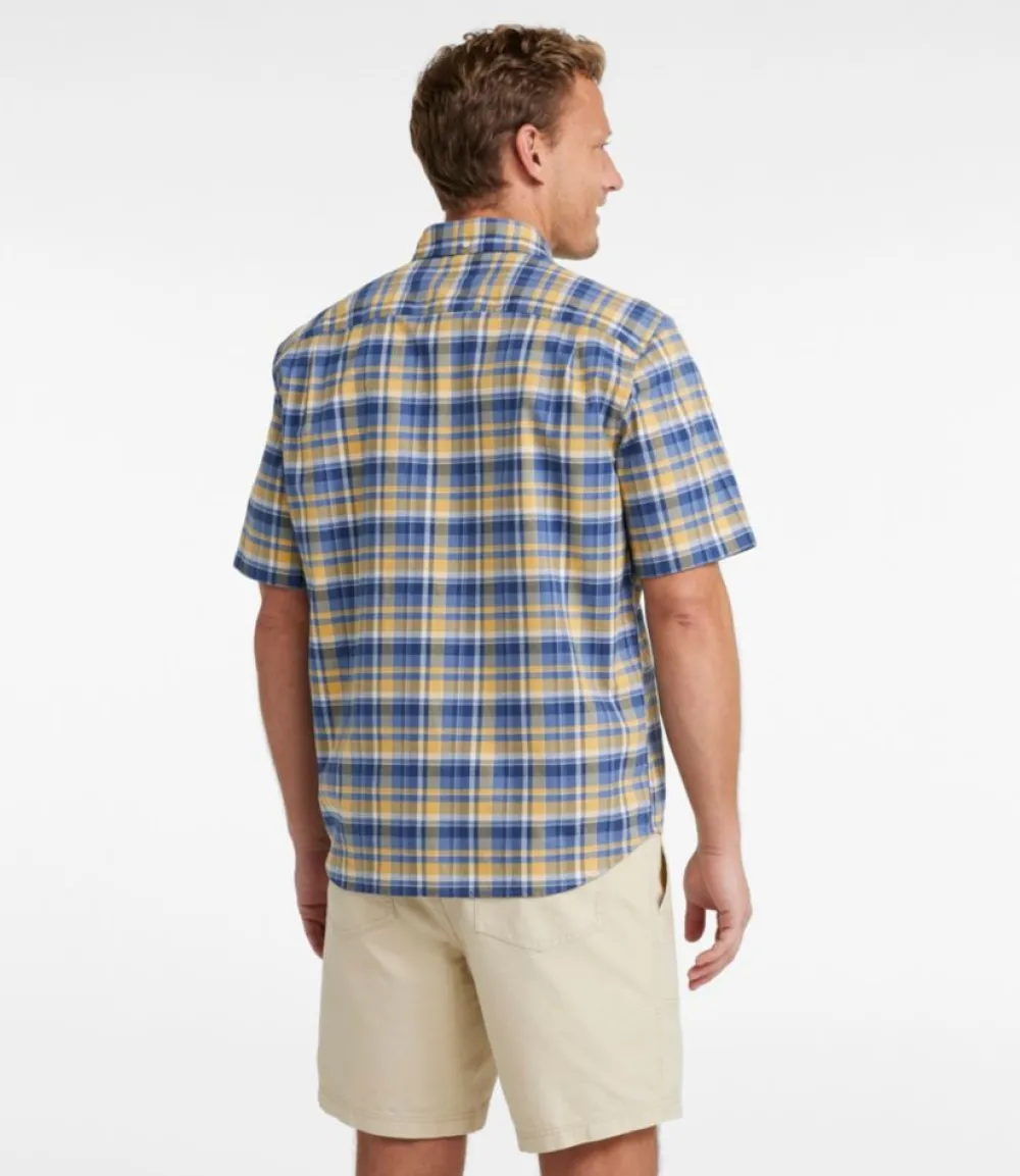 "Men's Comfort Stretch Oxford, Traditional Untucked Fit, Short-Sleeve, Plaid"-L.L.Bean Discount