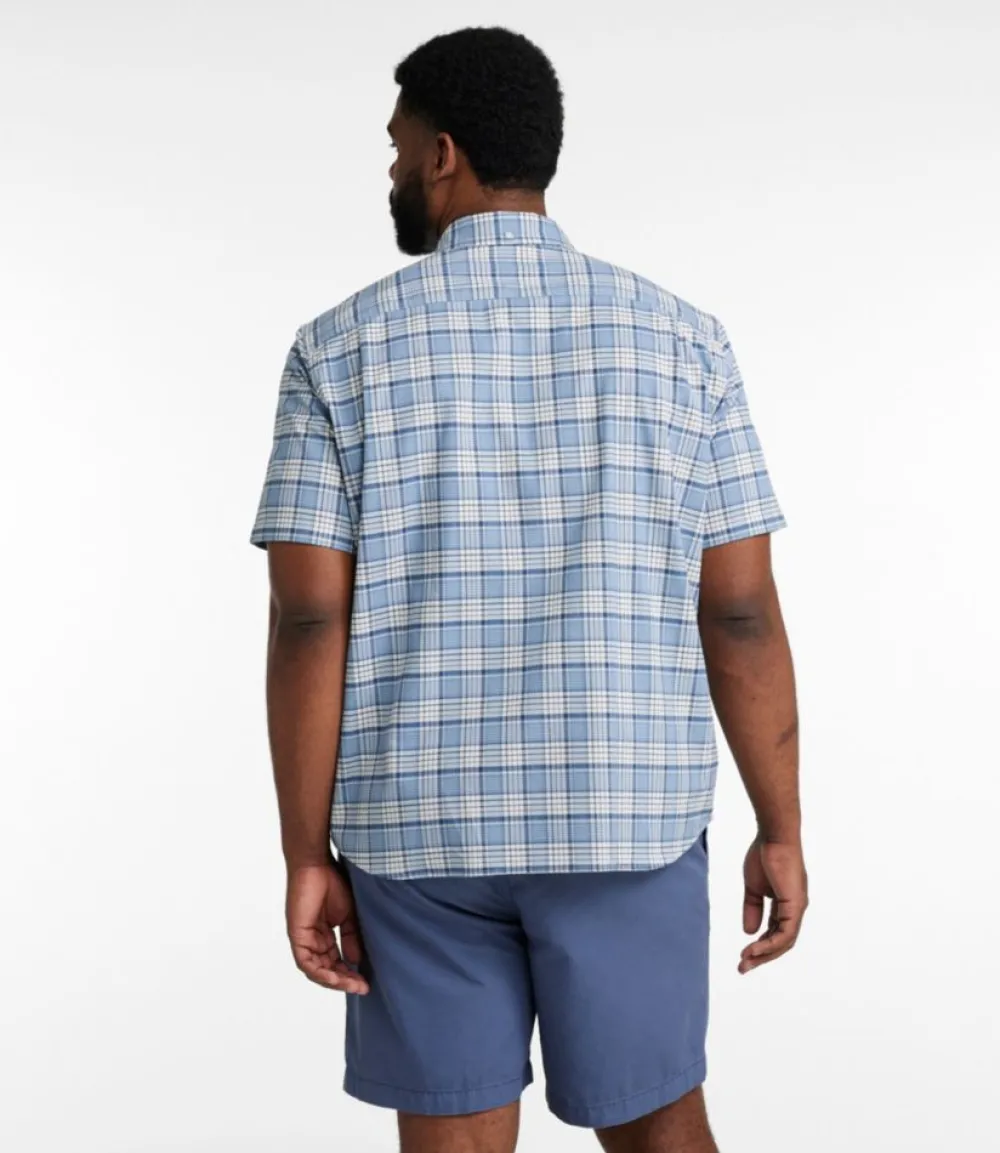 "Men's Comfort Stretch Oxford, Traditional Untucked Fit, Short-Sleeve, Plaid"-L.L.Bean Discount