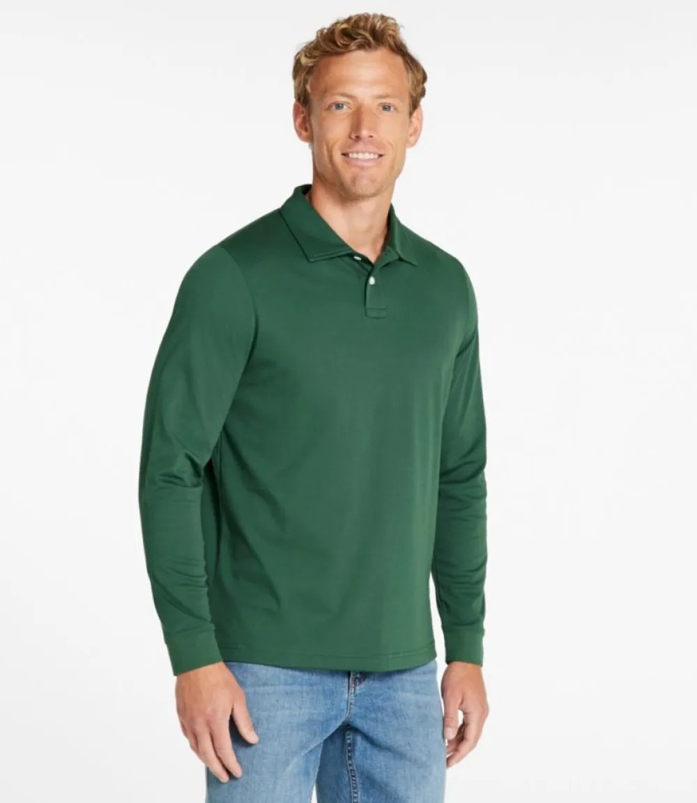 "Men's Comfort Stretch Performance Polo, Long-Sleeve, Slightly Fitted"-L.L.Bean Best