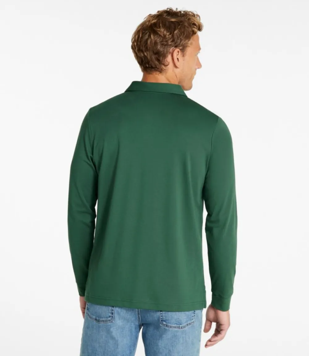 "Men's Comfort Stretch Performance Polo, Long-Sleeve, Slightly Fitted"-L.L.Bean Best