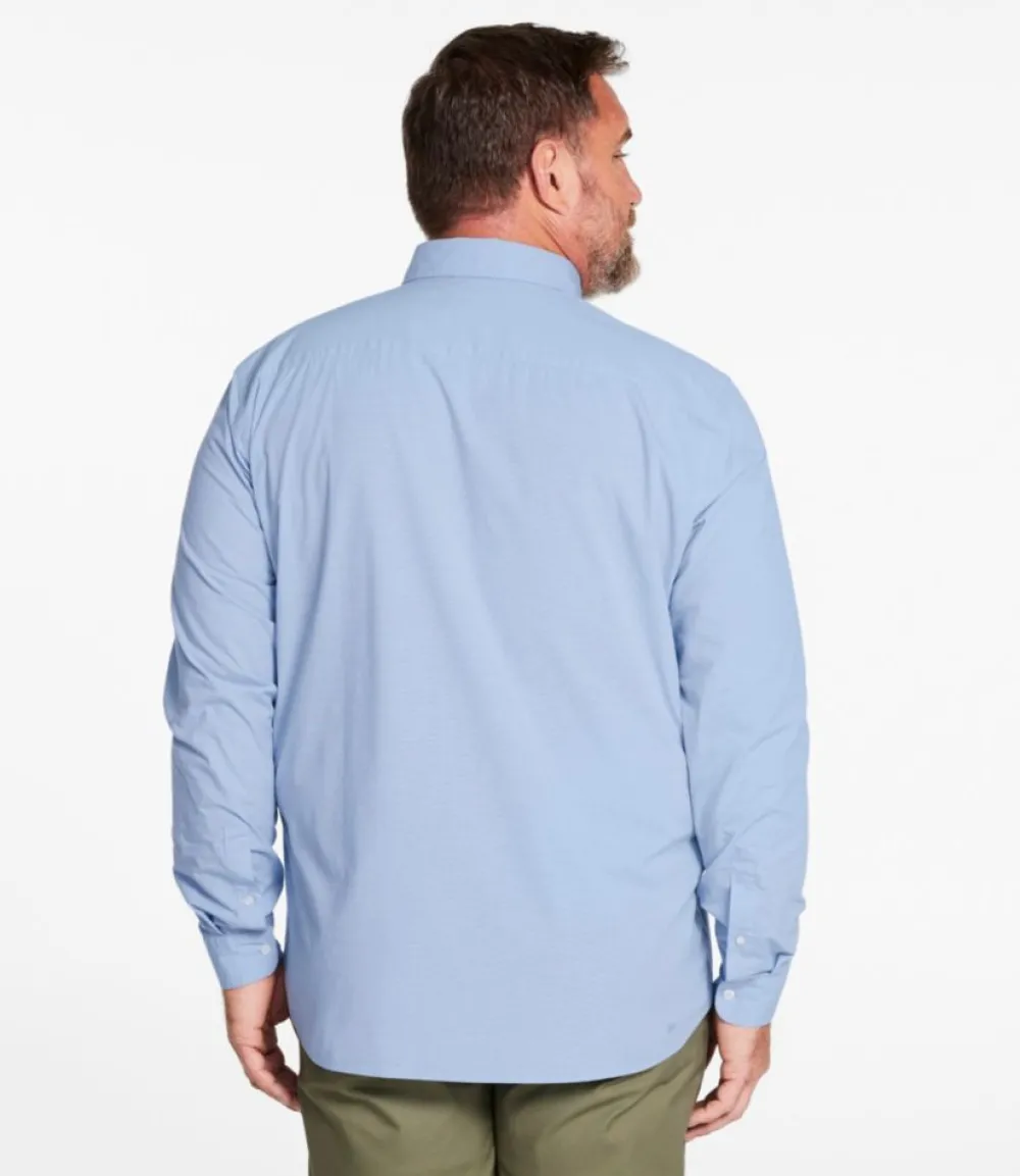 "Men's Comfort Stretch Performance Shirt, Long-Sleeve, Slightly Fitted Untucked Fit, Chambray"-L.L.Bean Sale