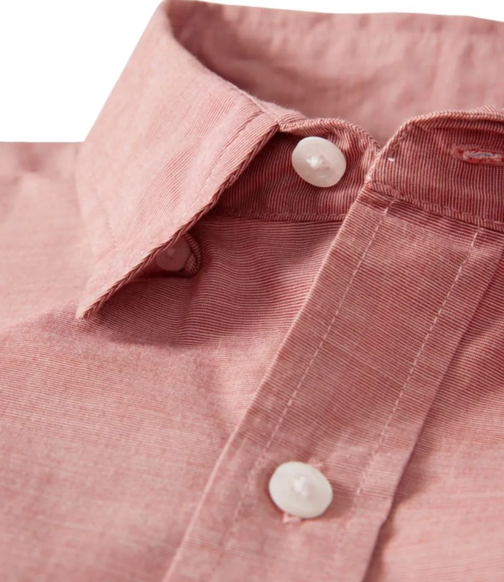 "Men's Comfort Stretch Performance Shirt, Long-Sleeve, Slightly Fitted Untucked Fit, Chambray"-L.L.Bean Sale