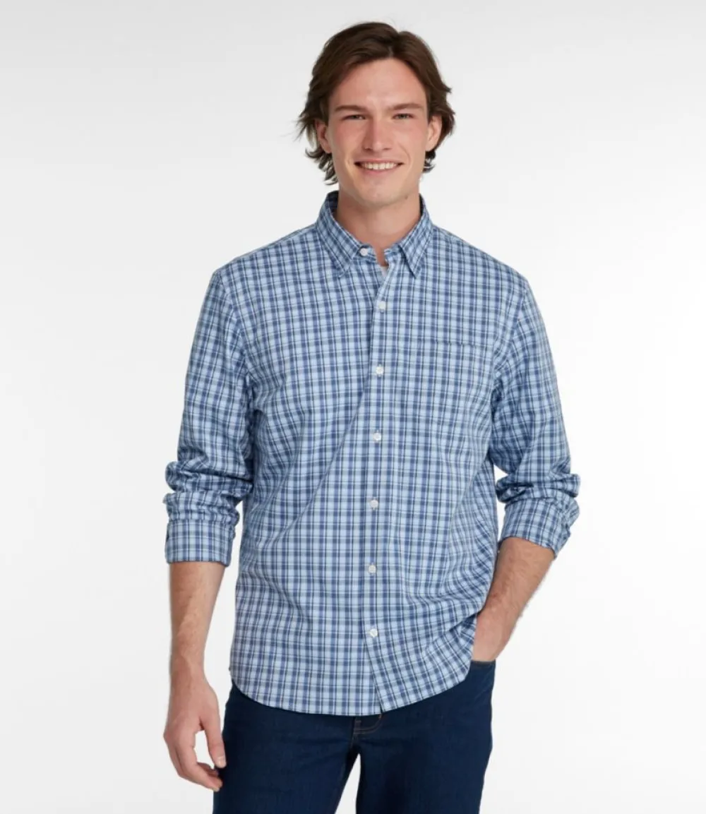 "Men's Comfort Stretch Performance Shirt, Long-Sleeve, Slightly Fitted Untucked Fit, Plaid"-L.L.Bean Shop