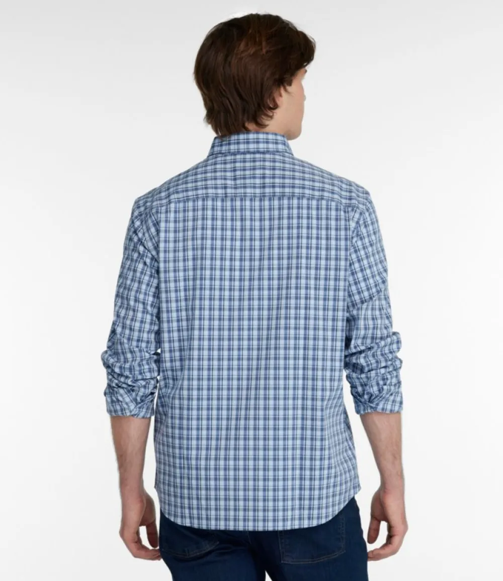 "Men's Comfort Stretch Performance Shirt, Long-Sleeve, Slightly Fitted Untucked Fit, Plaid"-L.L.Bean Shop