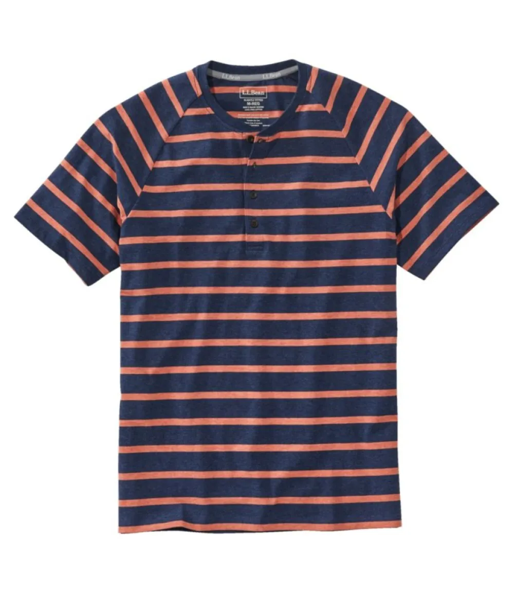 "Men's Comfort Stretch Pima Tee Shirt, Short-Sleeve Henley, Stripe"-L.L.Bean Shop