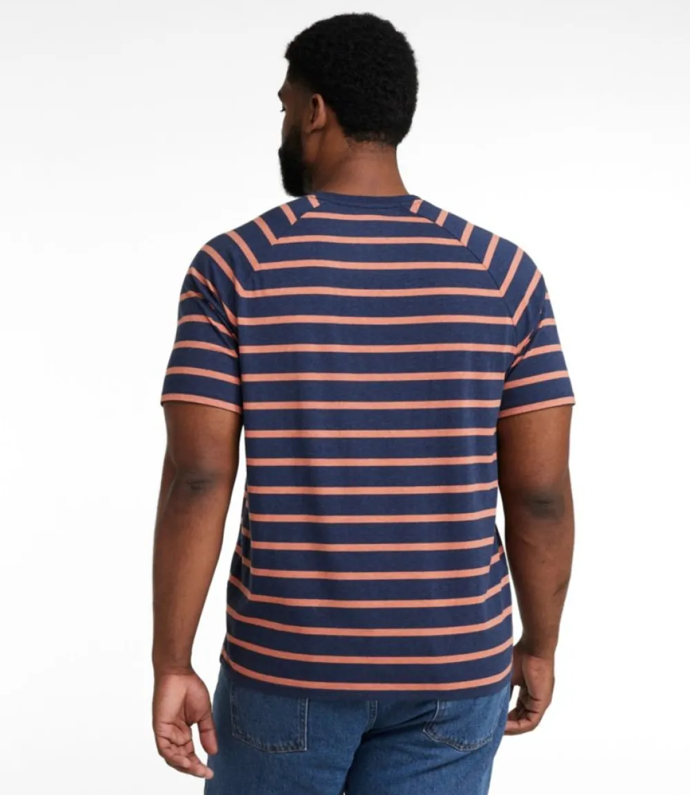 "Men's Comfort Stretch Pima Tee Shirt, Short-Sleeve Henley, Stripe"-L.L.Bean Shop