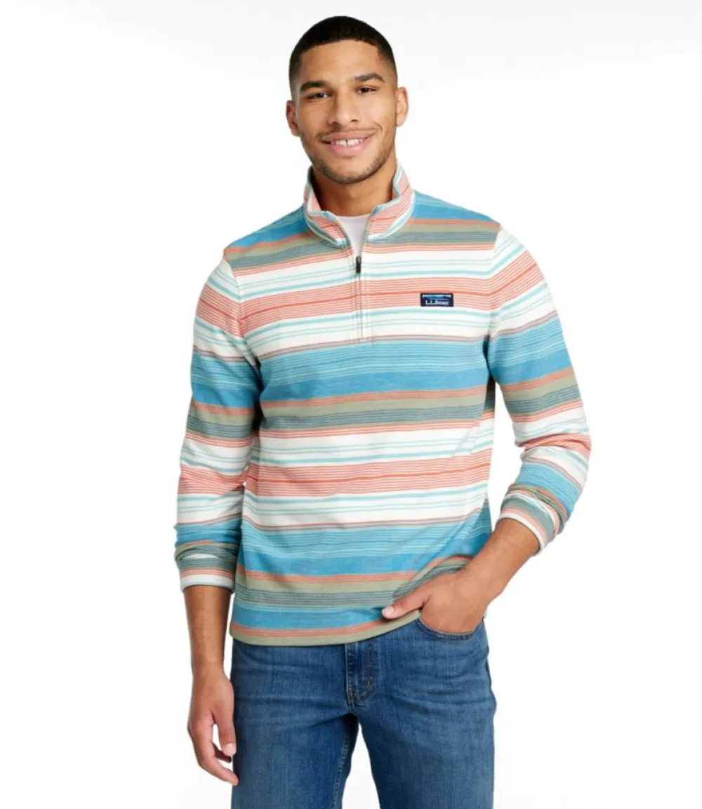 "Men's Comfort Stretch Piqué Quarter Zip Pullover, Long-Sleeve, Stripe"-L.L.Bean Hot