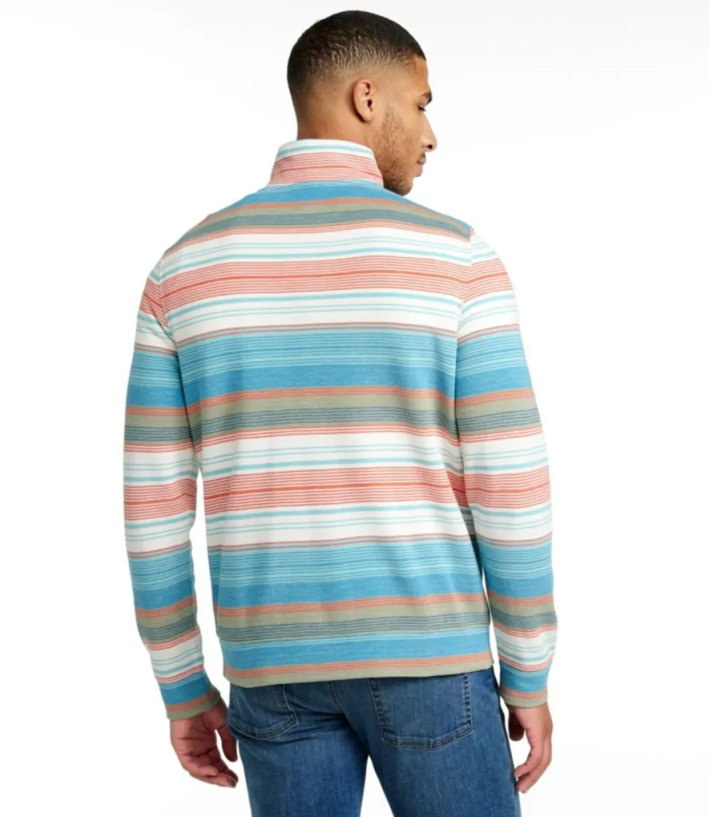 "Men's Comfort Stretch Piqué Quarter Zip Pullover, Long-Sleeve, Stripe"-L.L.Bean Hot
