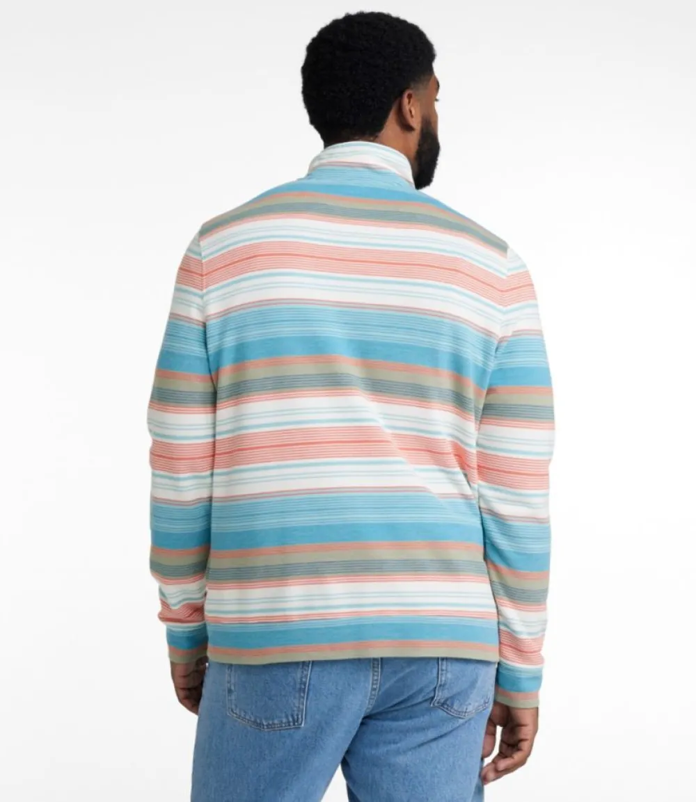 "Men's Comfort Stretch Piqué Quarter Zip Pullover, Long-Sleeve, Stripe"-L.L.Bean Hot
