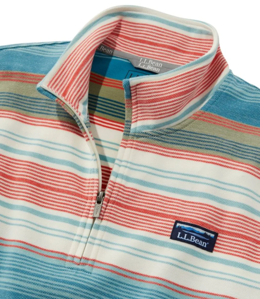 "Men's Comfort Stretch Piqué Quarter Zip Pullover, Long-Sleeve, Stripe"-L.L.Bean Hot