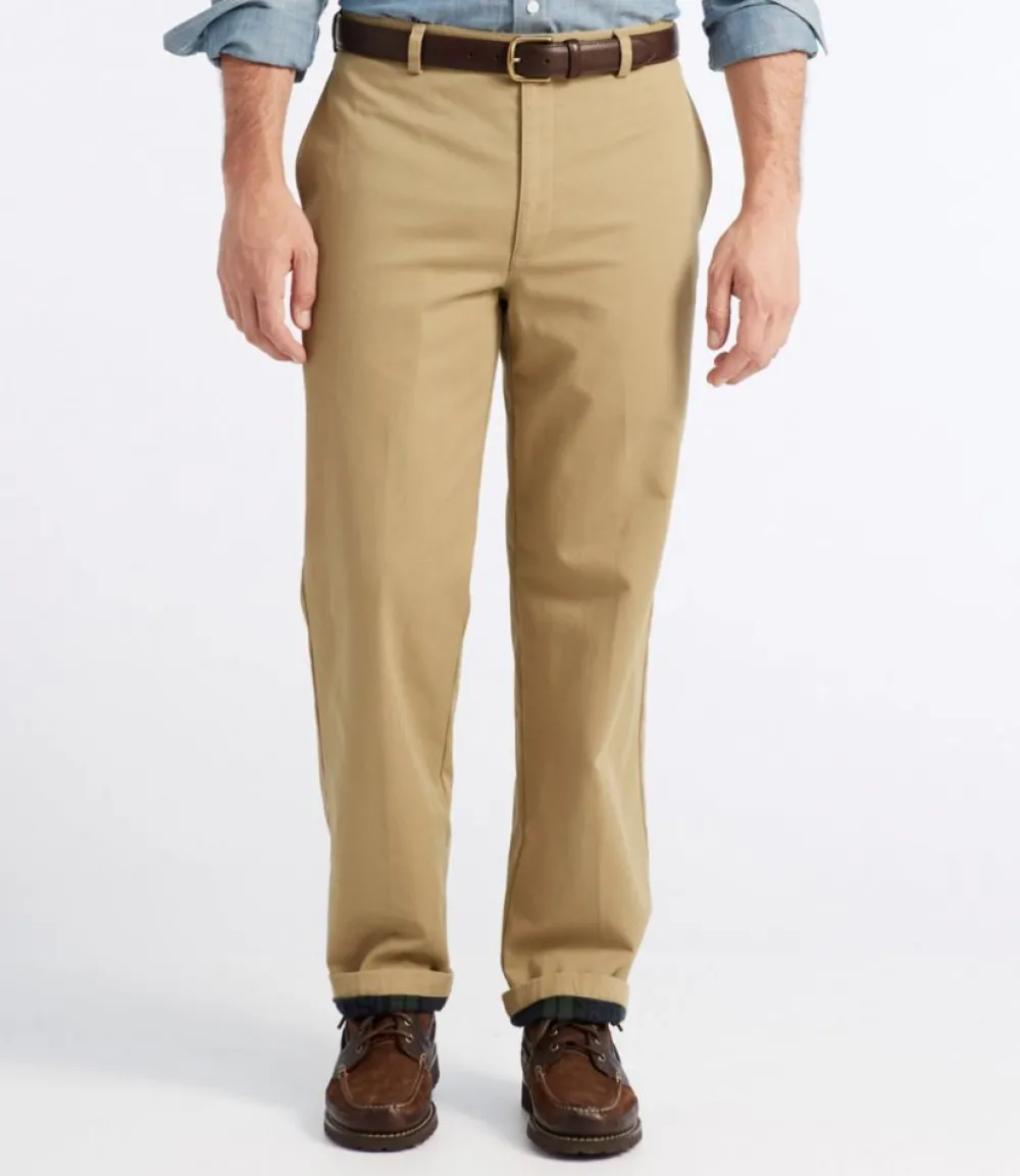 "Men's Double L® Chinos, Natural Fit, Plain Front, Flannel-Lined"-L.L.Bean Online