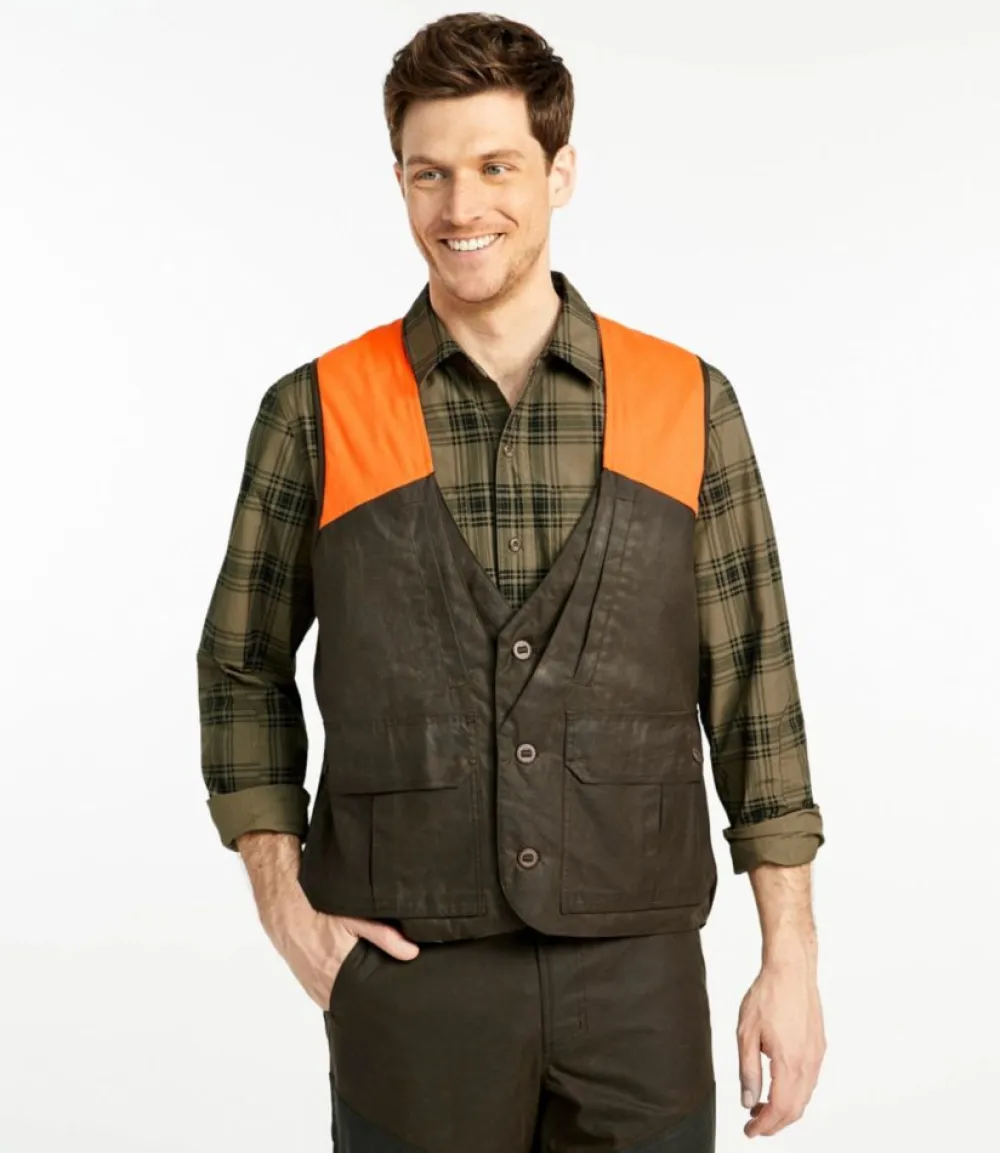 "Men's Double L Waxed-Cotton Upland Vest, Hunter Orange"-L.L.Bean Cheap