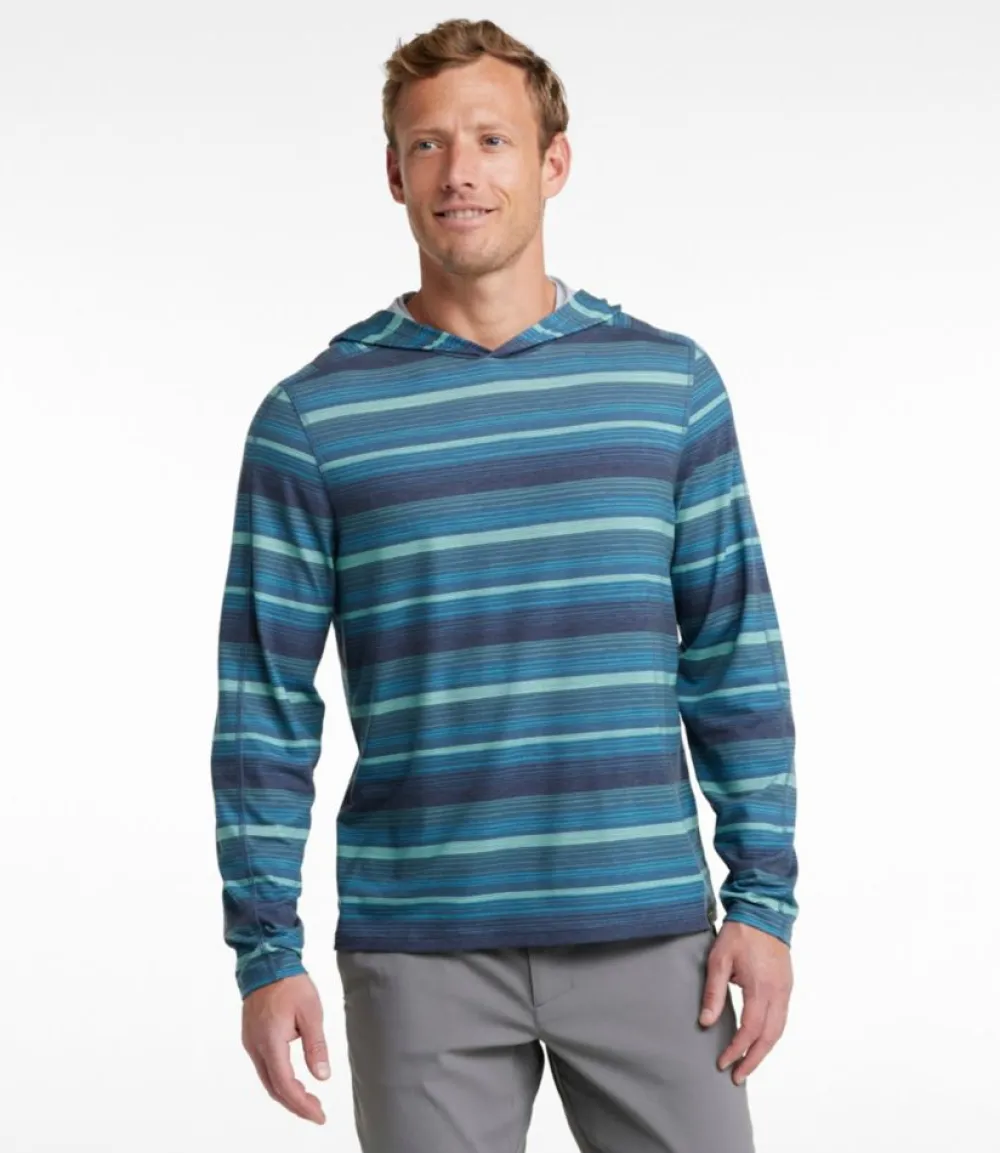 "Men's Everyday SunSmart® Tee, Long-Sleeve Hoodie Stripe"-L.L.Bean Cheap