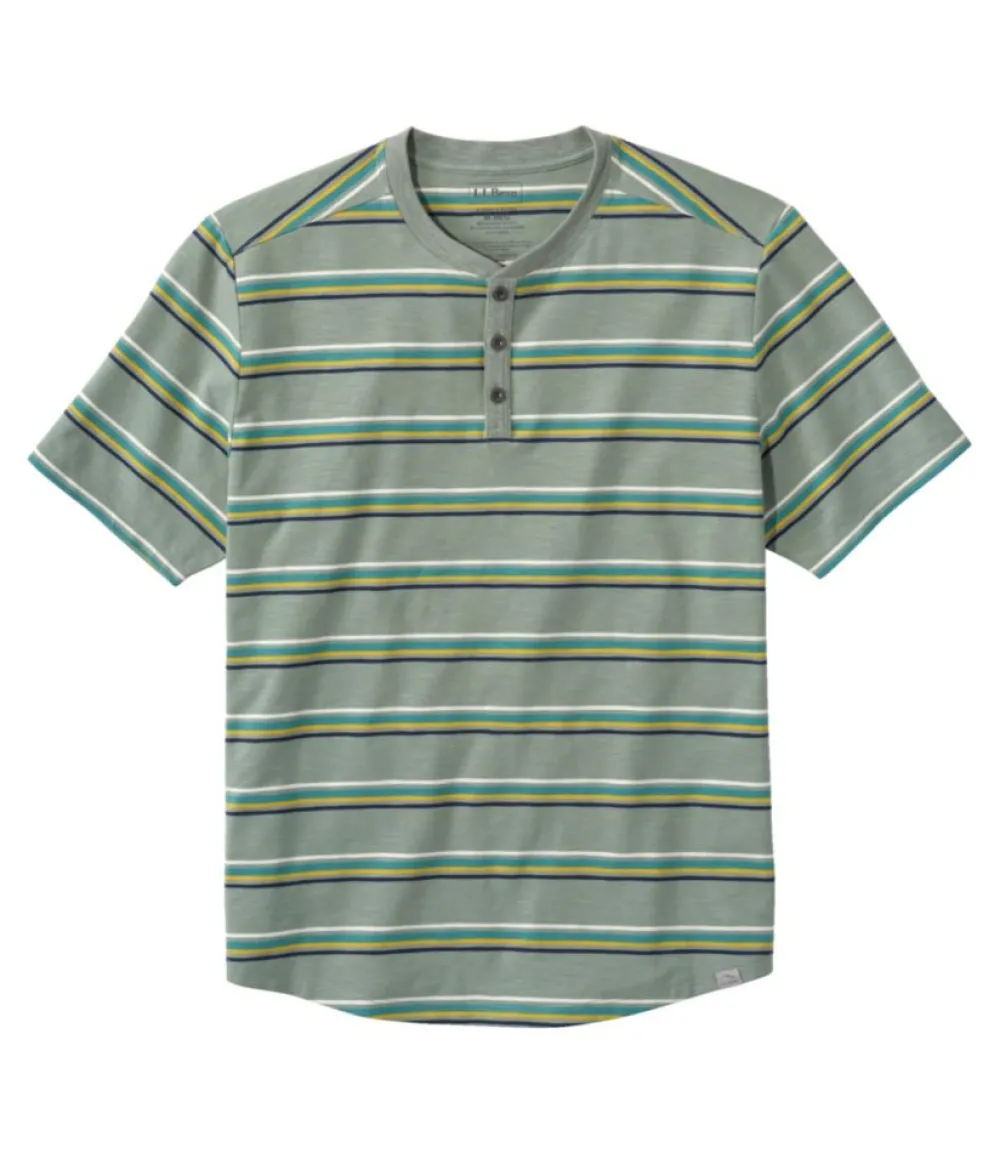 "Men's Explorer Slub Tee, Short-Sleeve Henley Stripe"-L.L.Bean Sale
