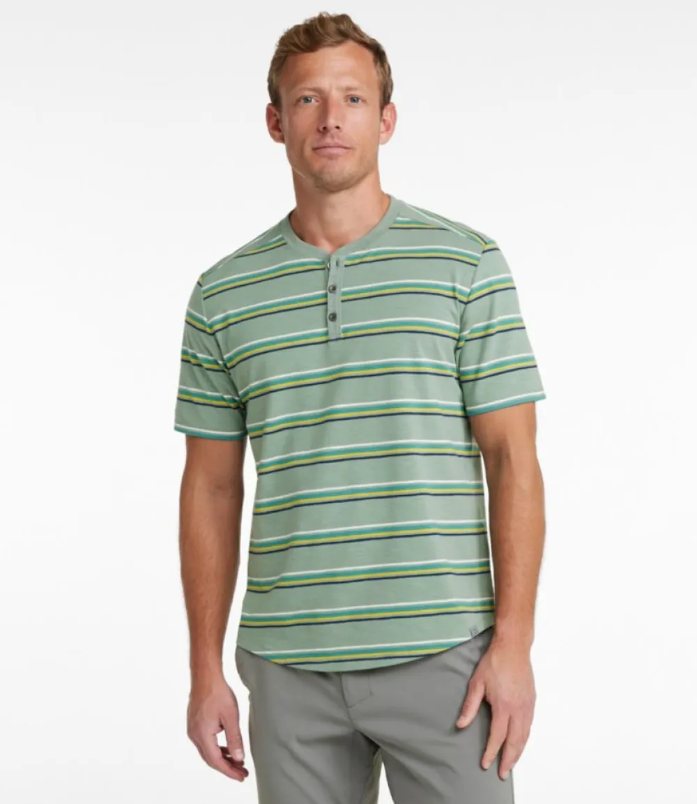 "Men's Explorer Slub Tee, Short-Sleeve Henley Stripe"-L.L.Bean Sale