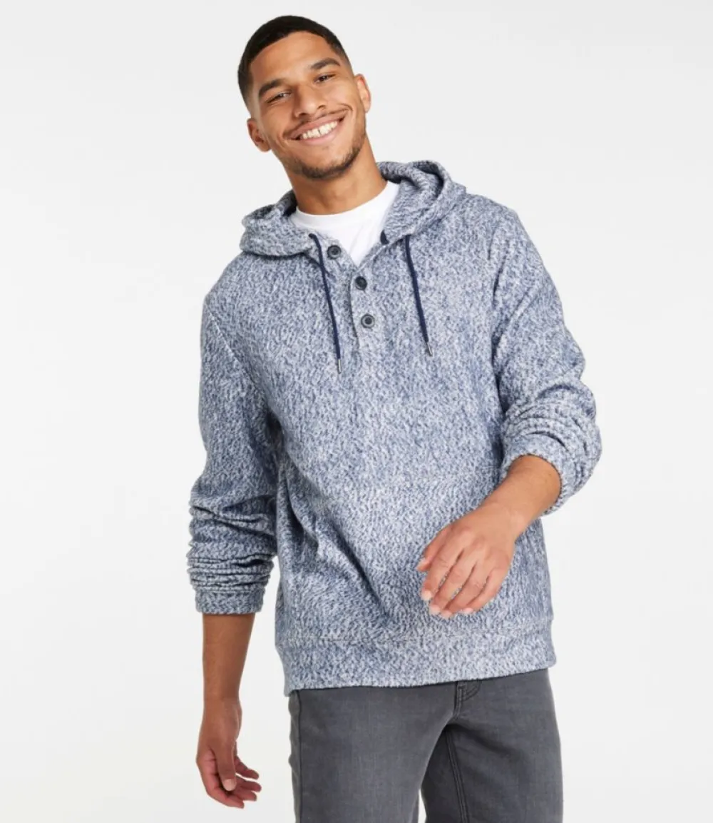 "Men's Heritage Marled Fleece Henley Hoodie"-L.L.Bean Online