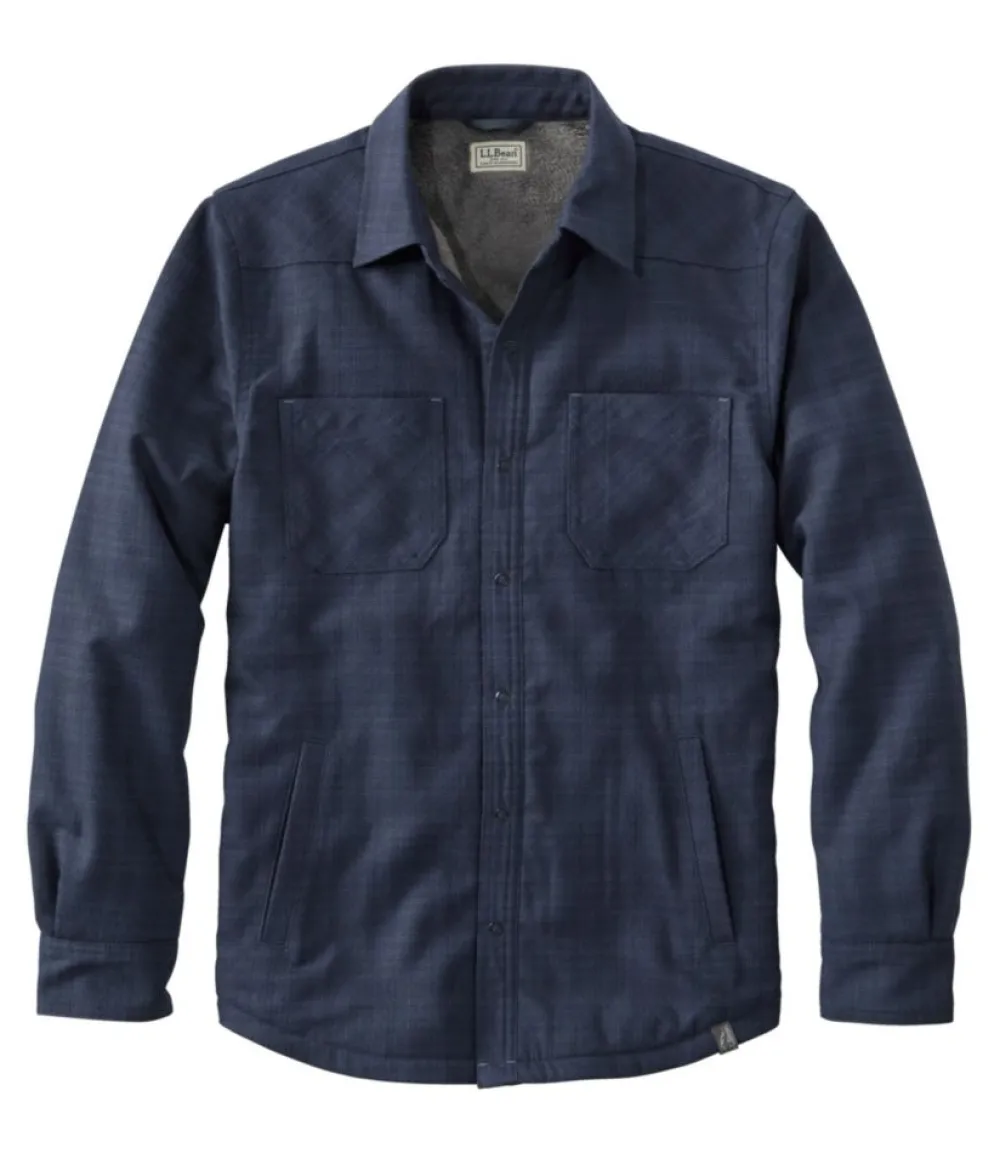 "Men's Katahdin Performance Flannel Shirt-Jacket, Hi-Pile Fleece-Lined Solid"-L.L.Bean Clearance