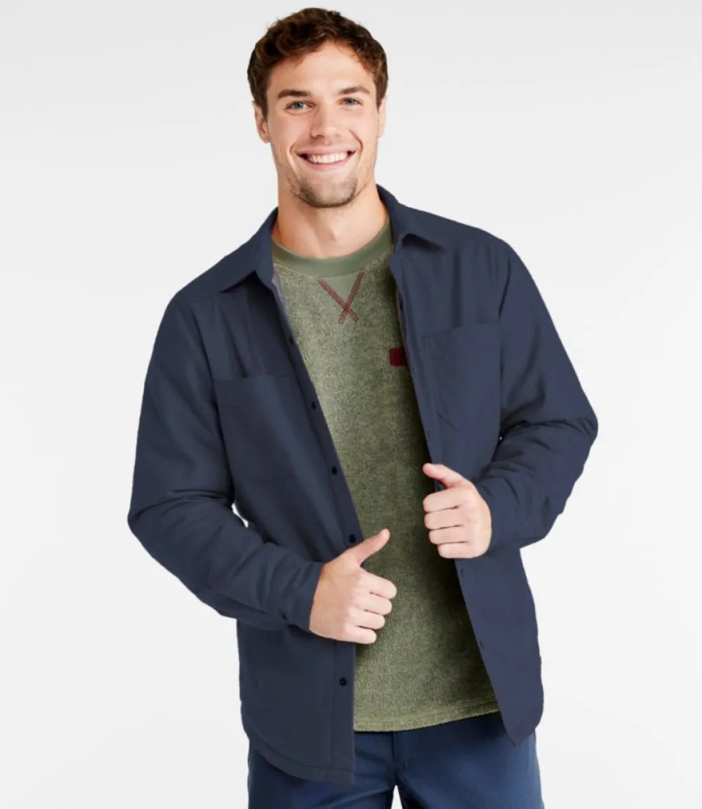 "Men's Katahdin Performance Flannel Shirt-Jacket, Hi-Pile Fleece-Lined Solid"-L.L.Bean Clearance