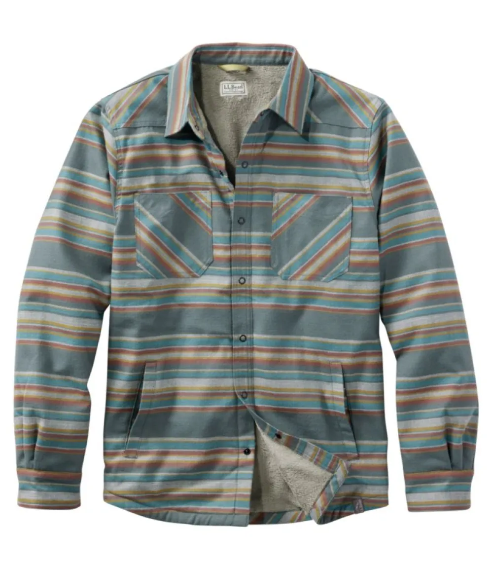 "Men's Katahdin Performance Flannel Shirt-Jacket, Hi-Pile Fleece-Lined Stripe"-L.L.Bean New
