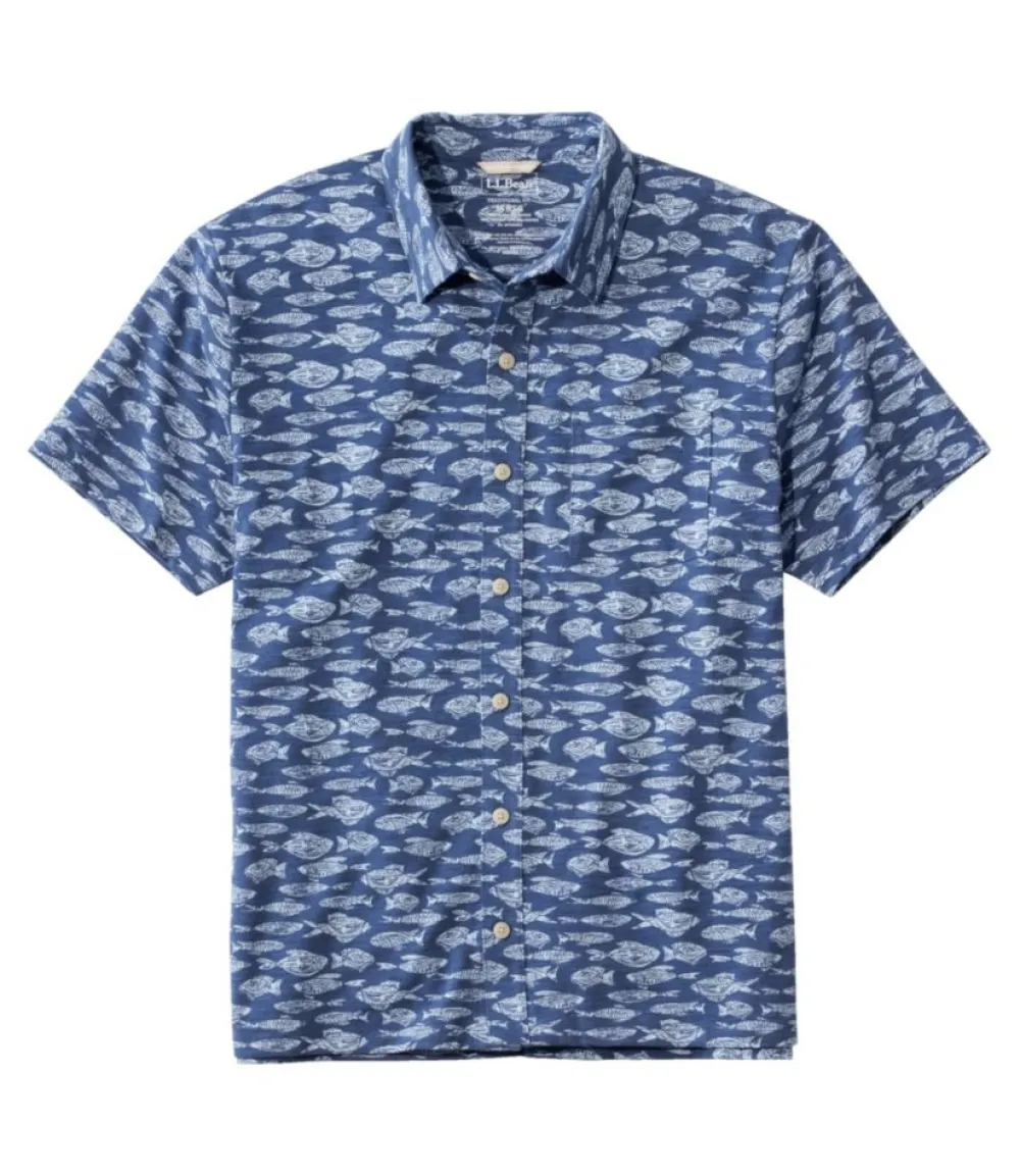 "Men's Lakewashed Performance Shirts, Button-Front Shirt, Short-Sleeve, Print"-L.L.Bean Best