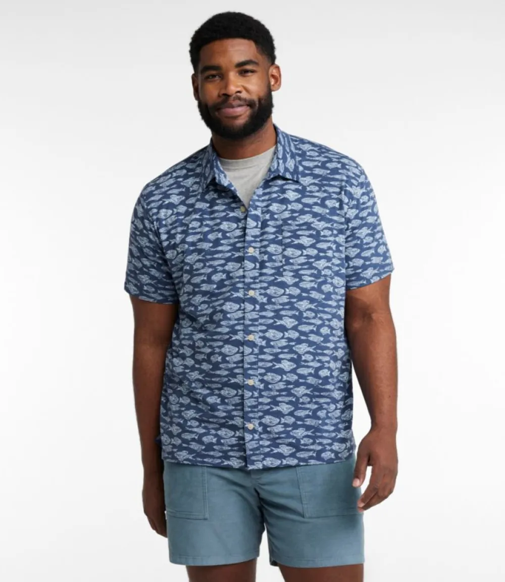 "Men's Lakewashed Performance Shirts, Button-Front Shirt, Short-Sleeve, Print"-L.L.Bean Best