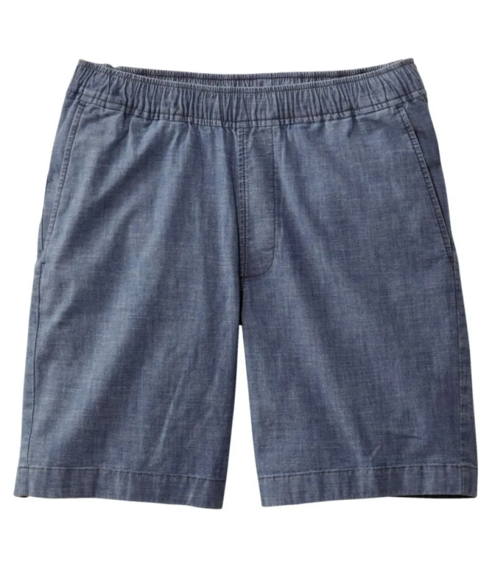 "Men's Lakewashed® Stretch Shorts, Pull-On, Chambray, 8""-L.L.Bean New