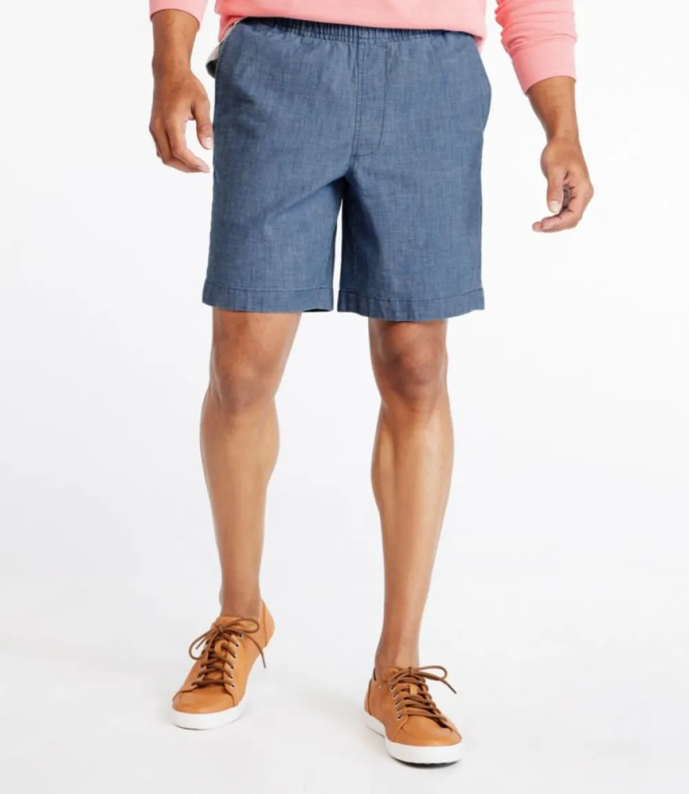 "Men's Lakewashed® Stretch Shorts, Pull-On, Chambray, 8""-L.L.Bean New