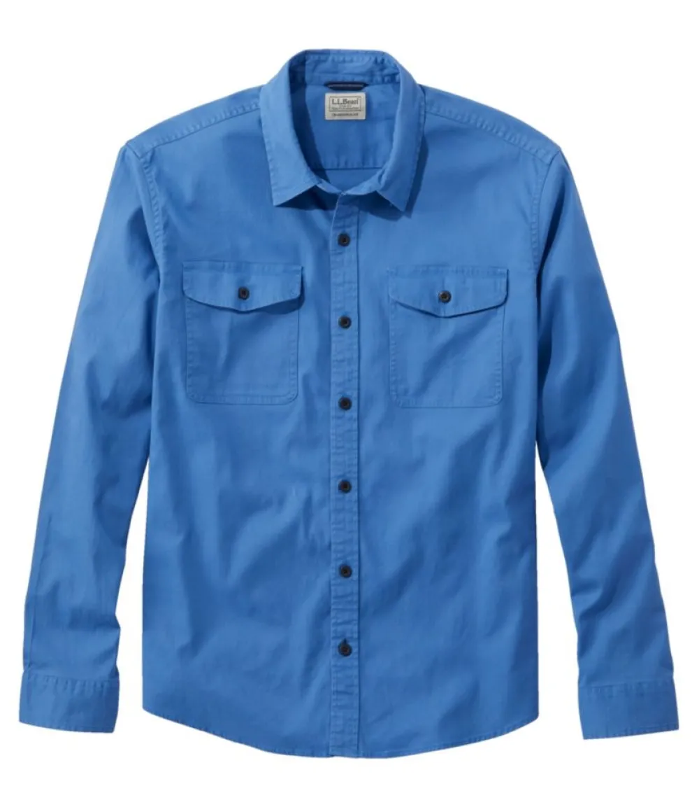 "Men's Lakewashed Twill Shirt, Traditional Untucked Fit"-L.L.Bean Fashion