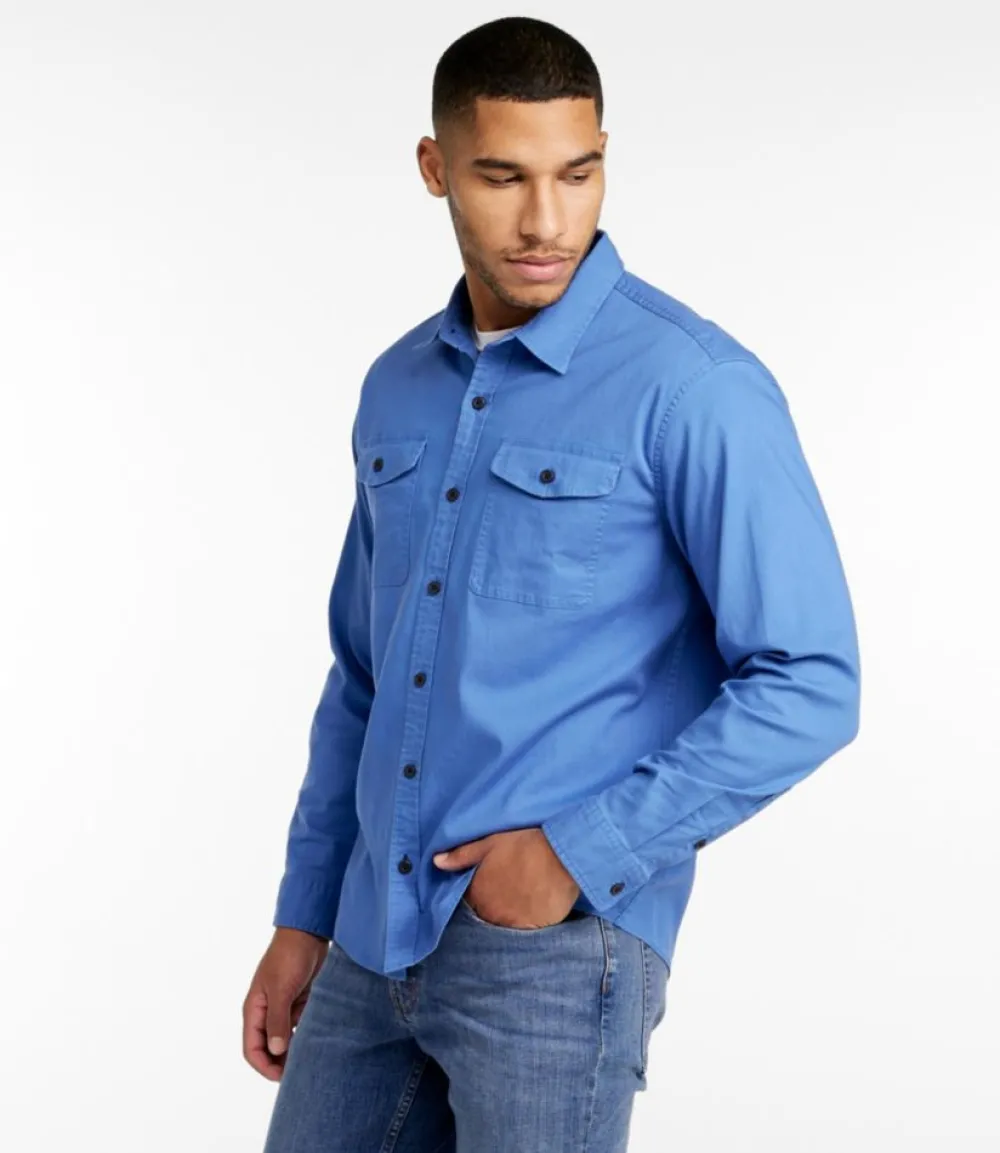 "Men's Lakewashed Twill Shirt, Traditional Untucked Fit"-L.L.Bean Fashion